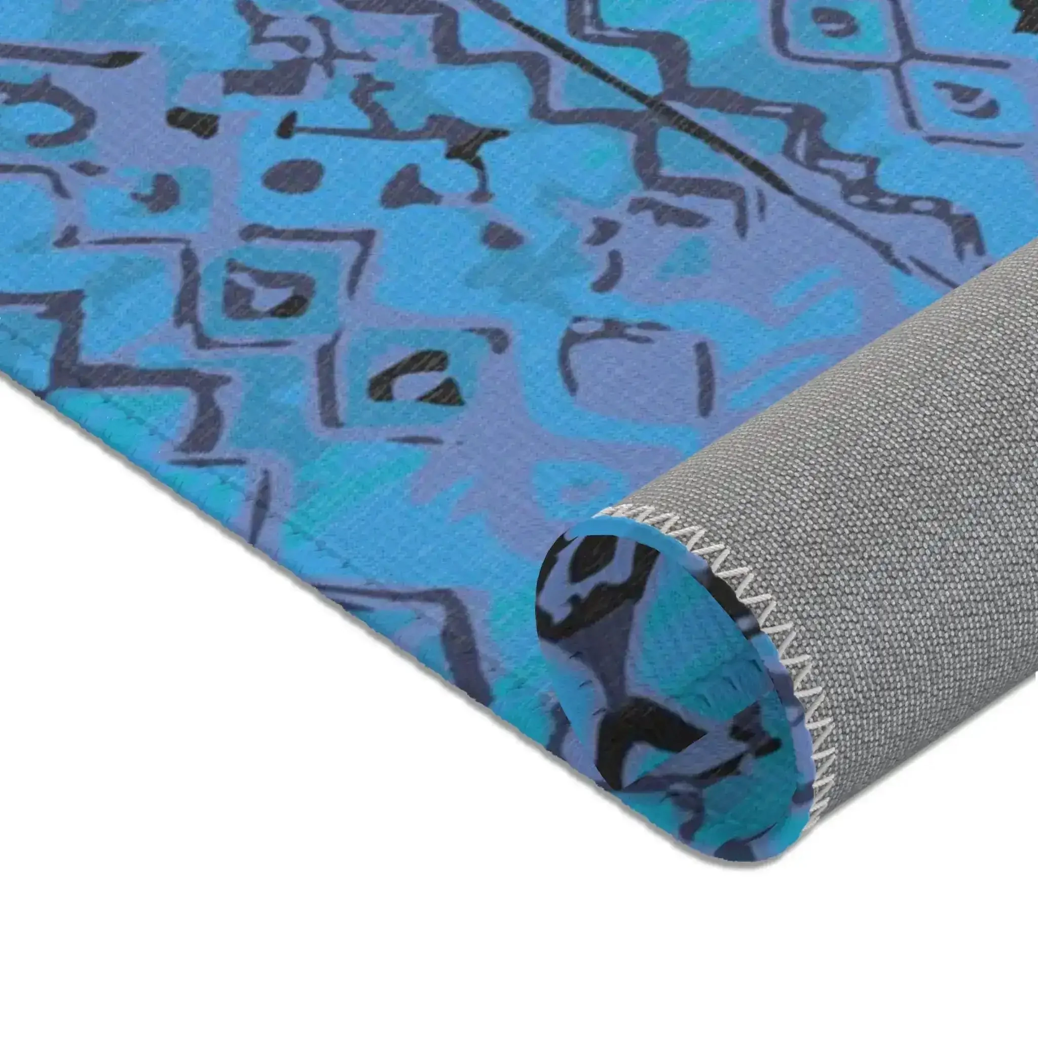Blue Tribal Diamond Pattern Accent Rug - Image 4