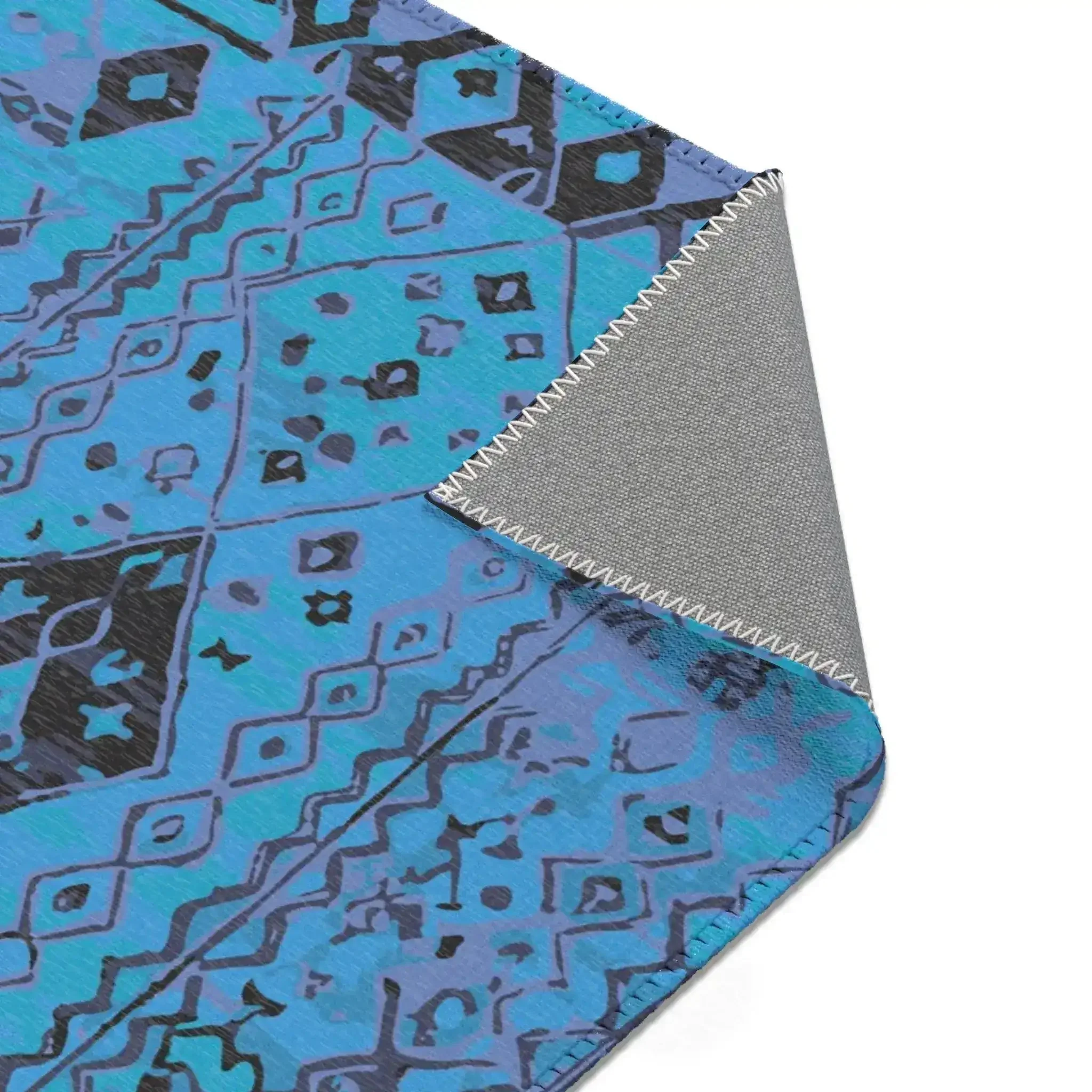 Blue Tribal Diamond Pattern Accent Rug - Image 6