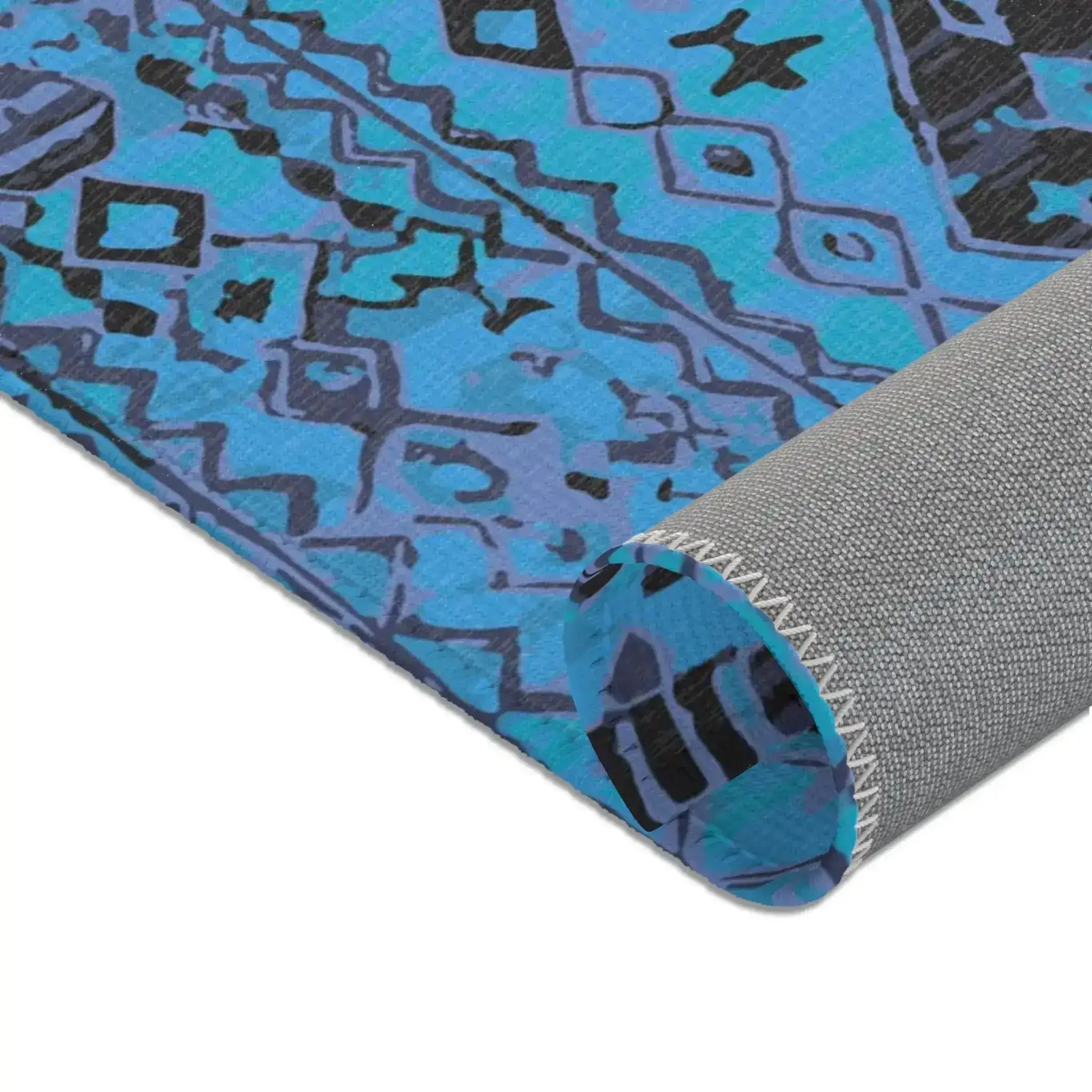 Blue Tribal Diamond Pattern Accent Rug - Image 7