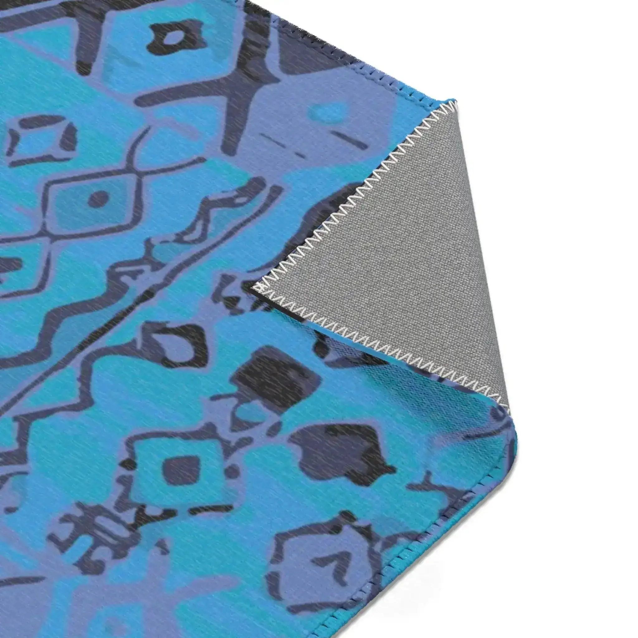 Blue Tribal Diamond Pattern Accent Rug - Image 8