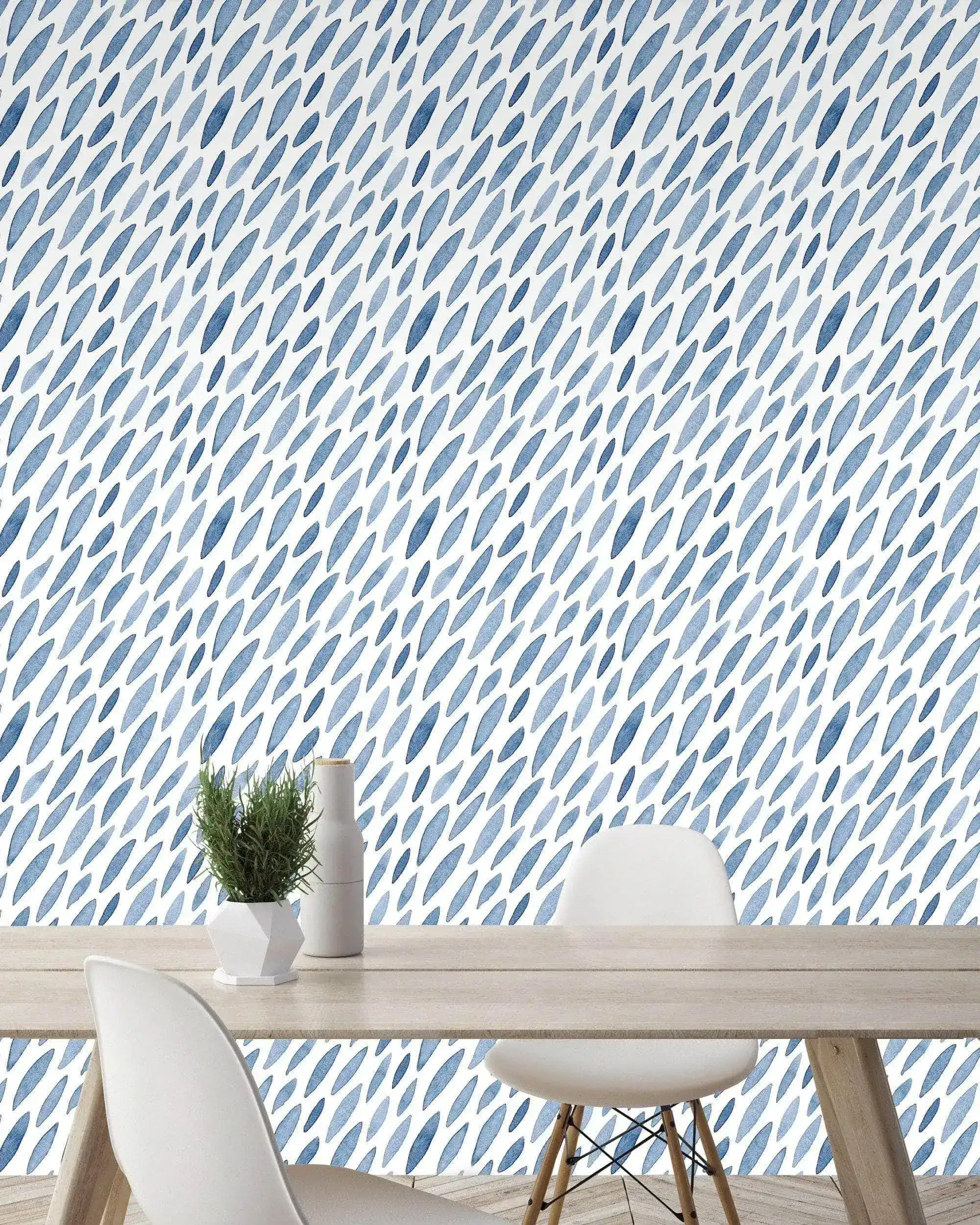 Blue Watercolor Petals Removable Wallpaper - Image 3