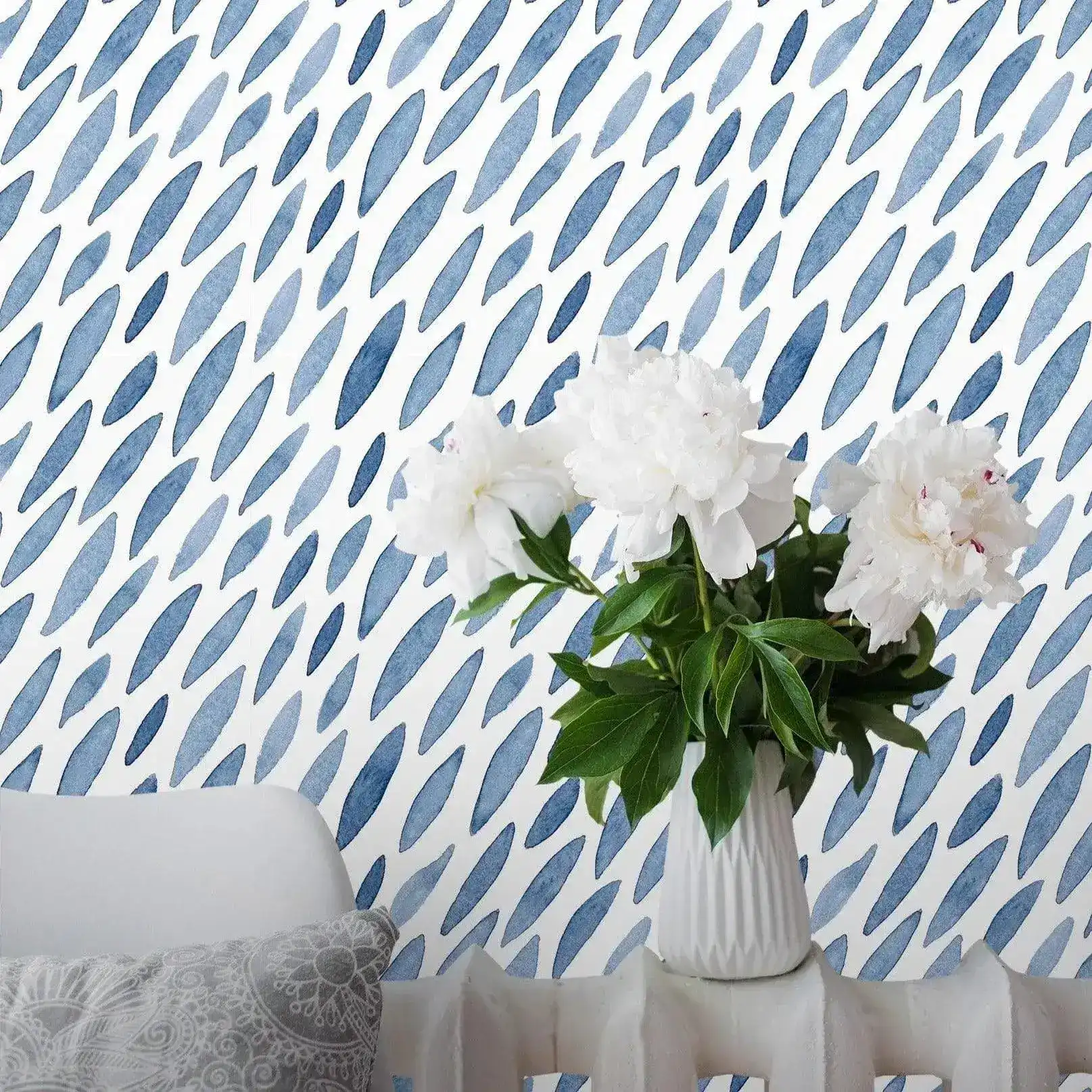 Blue Watercolor Petals Removable Wallpaper - Image 4