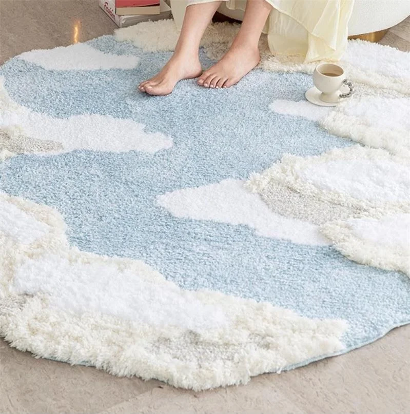 Blue & White Scenic Round Area Rug - Image 2