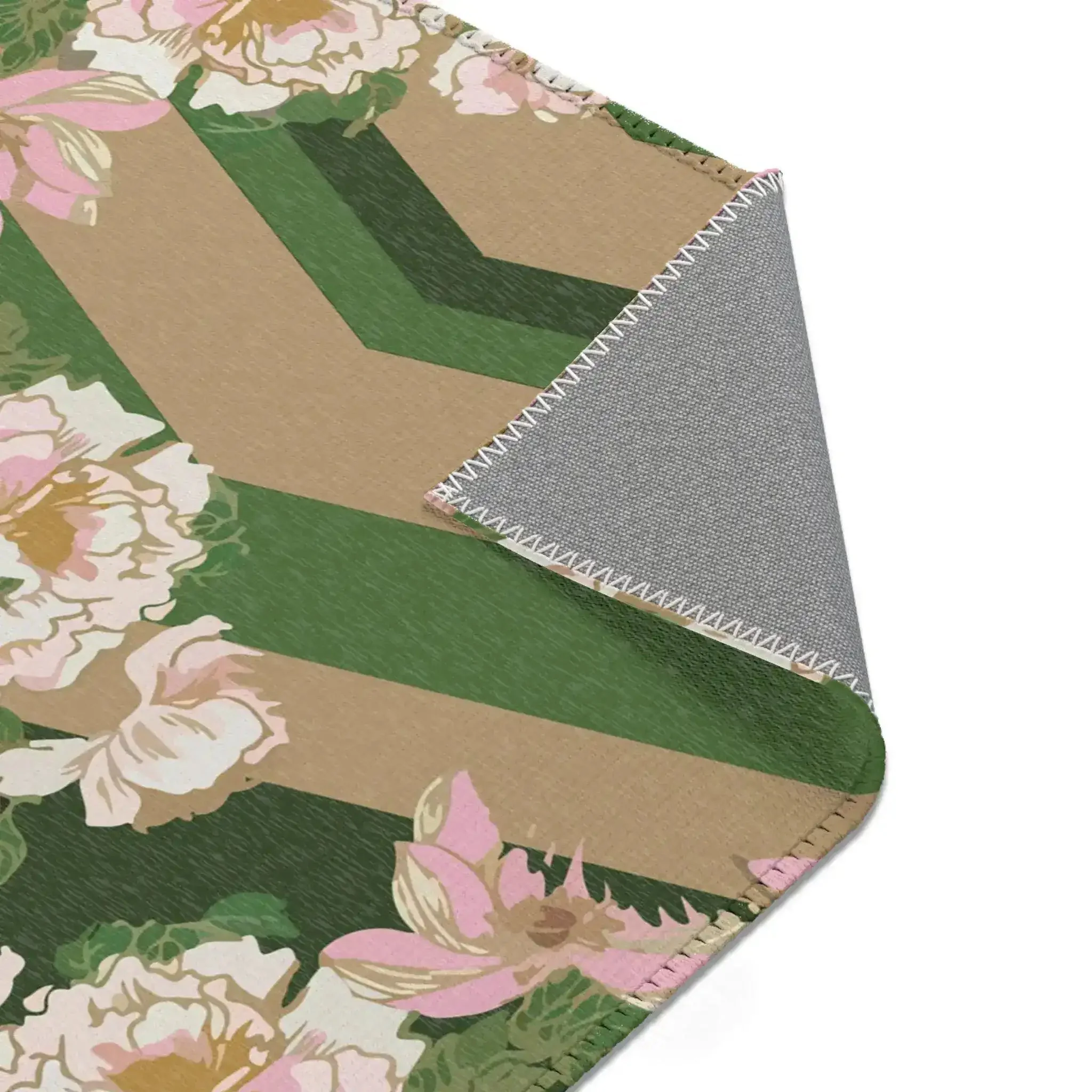 Blush Peonies on Forest Chevron Accent Rug - Image 6