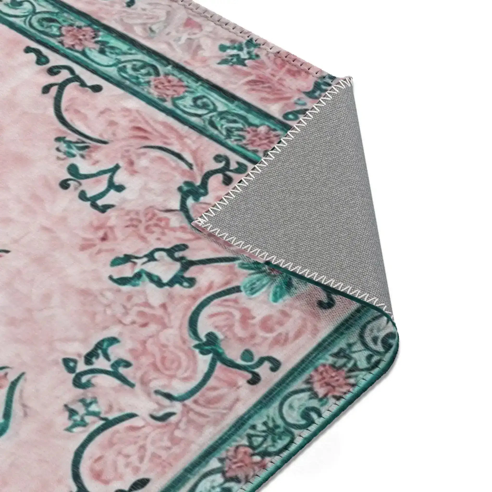 Blush Pink Oriental Floral Accent Rug - Image 8