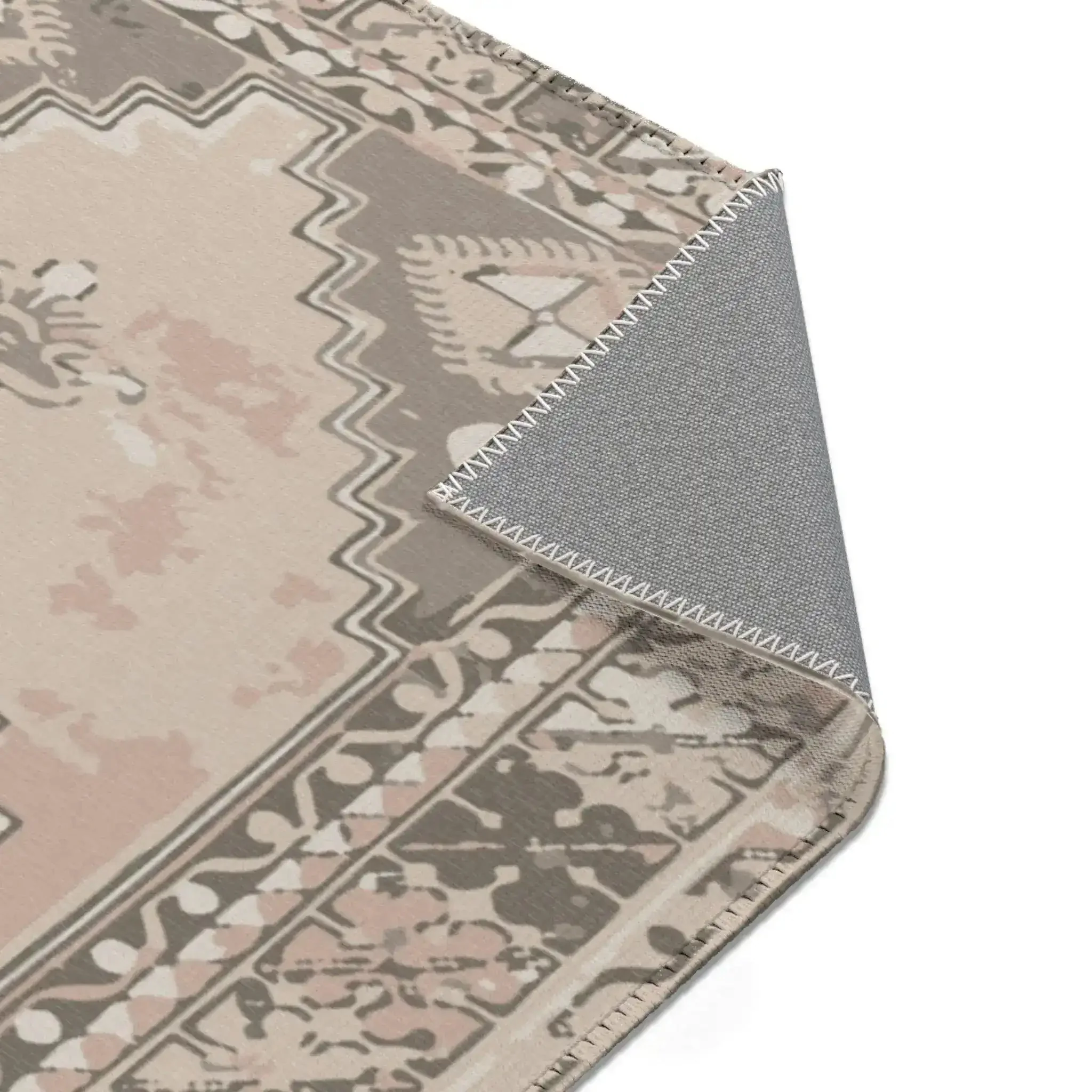 Blush & Taupe Geometric Medallion Accent Rug - Image 5