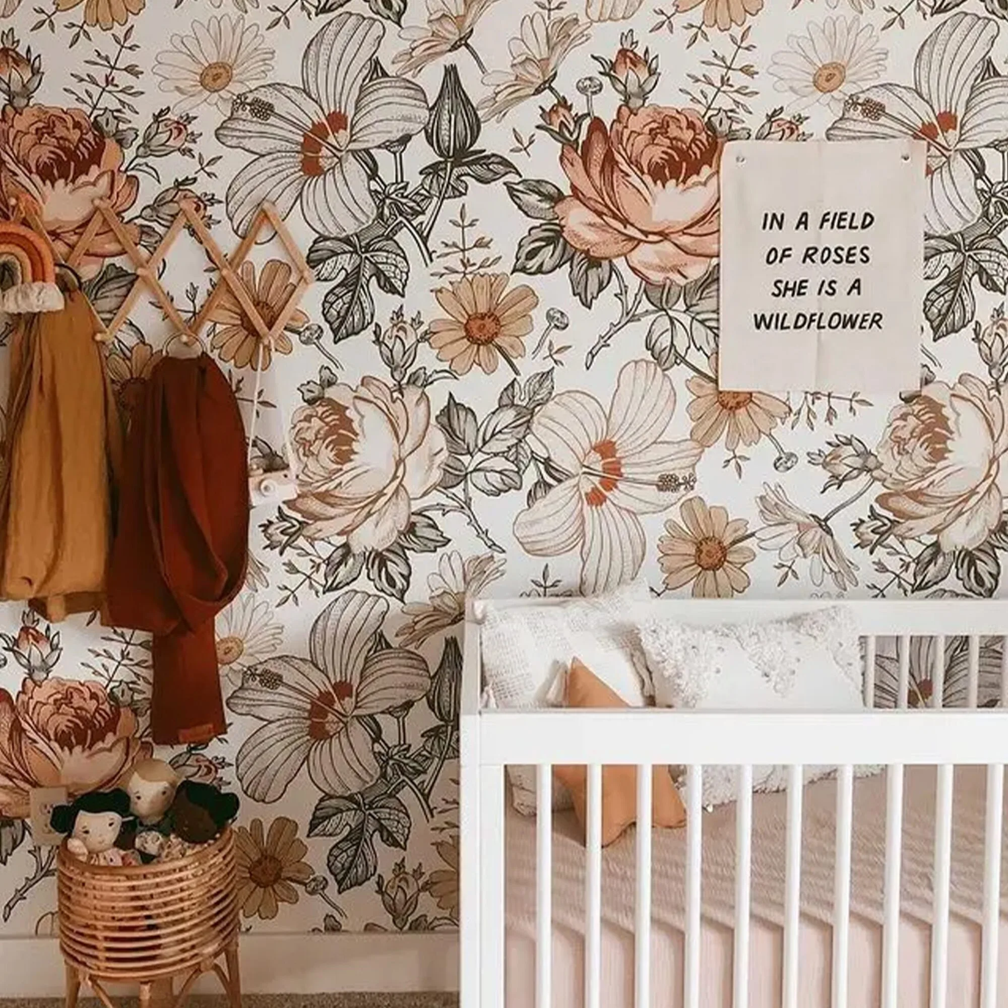 Boho Wildflower Floral Mural