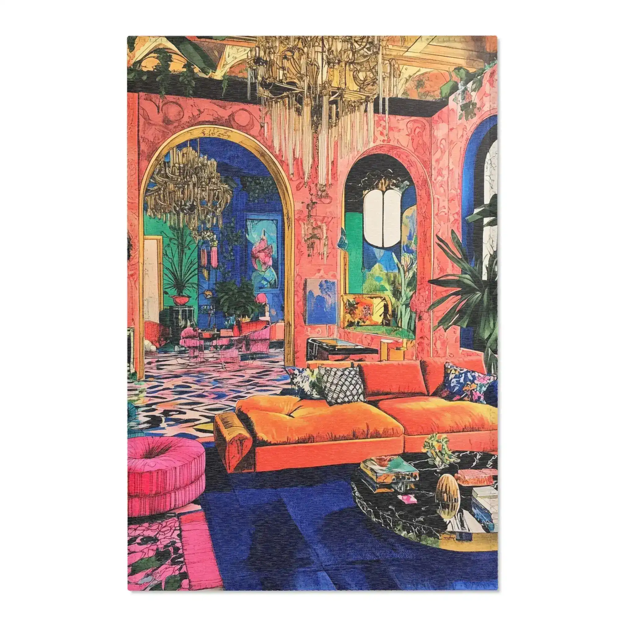 Bold Blue Elegance Luxe Maximalist Rug