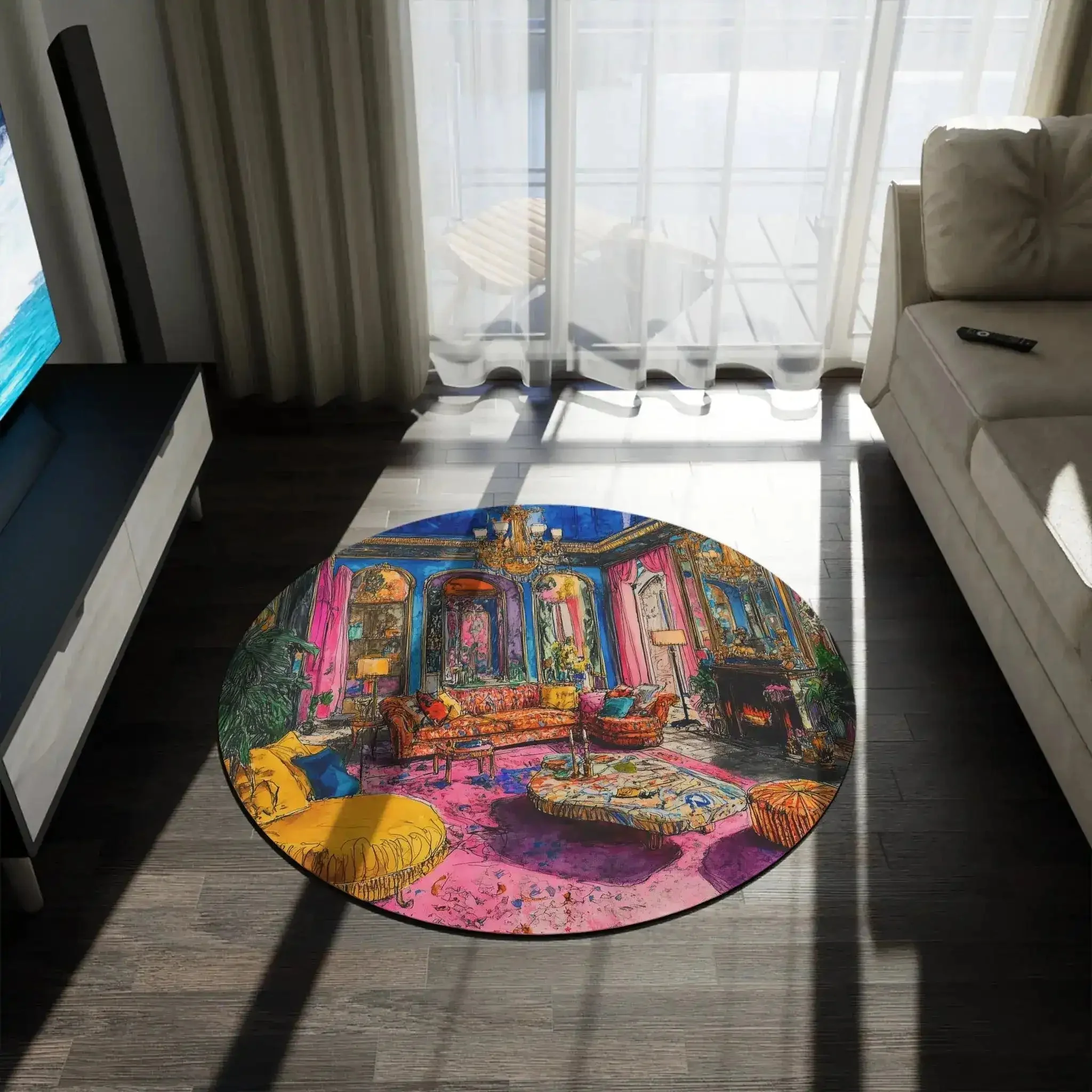 Bold Colorful Luxury Round Rug - Image 4