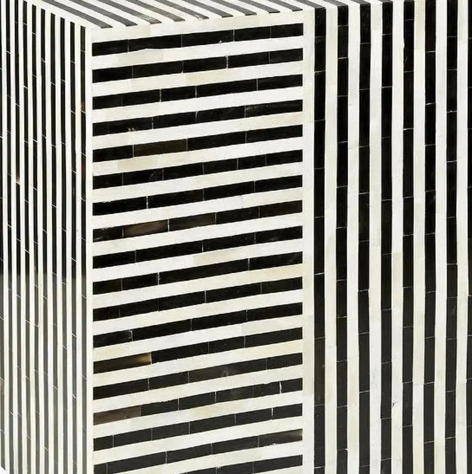 Bone Inlay Black and White Modern Side table - Image 2