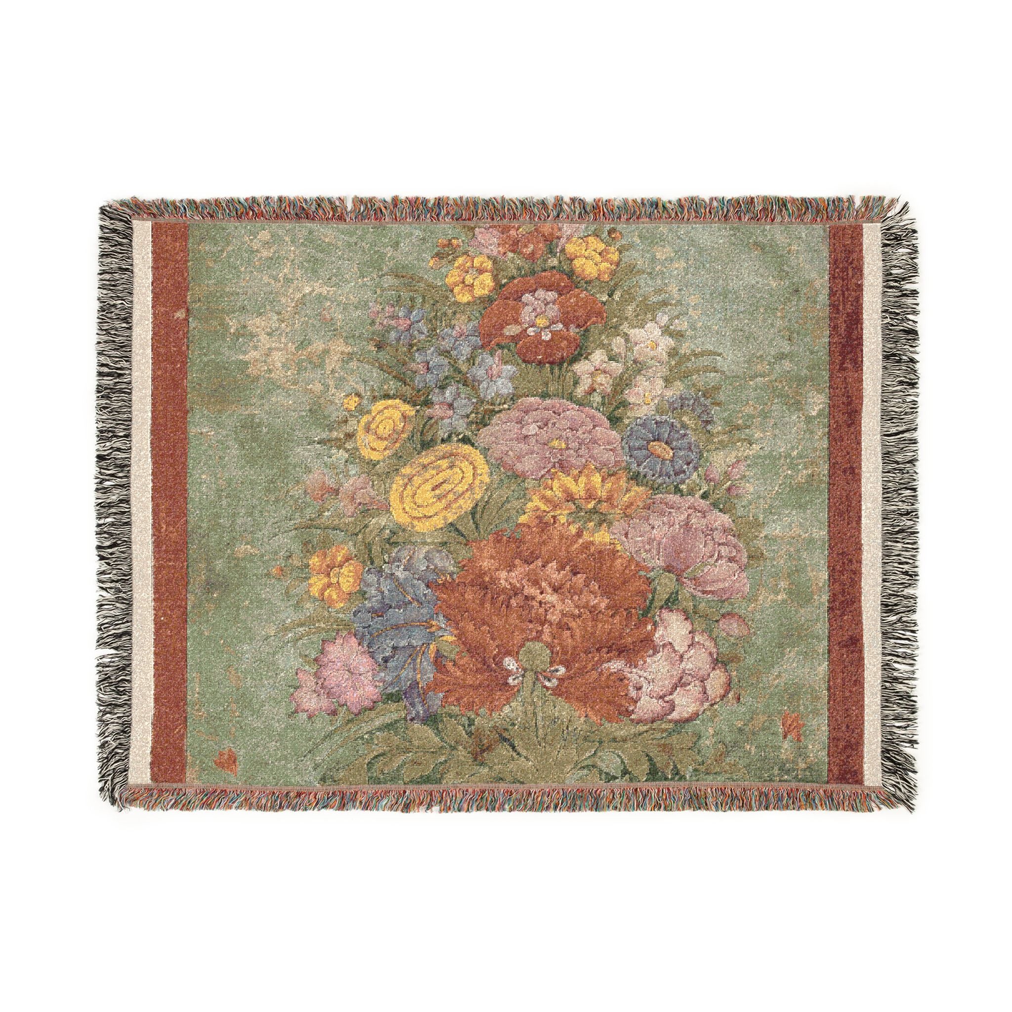 bouquet-emerging-from-the-grass-j-b-monnoyer-style | Woven Tapestry Blanket - Image 10