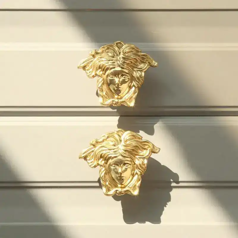 Brass Angel Face Cabinet Door Pull Set of 4 - Image 4