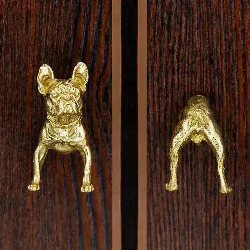 Brass Animal Bulldog Inspired Cabinet Door Knobs