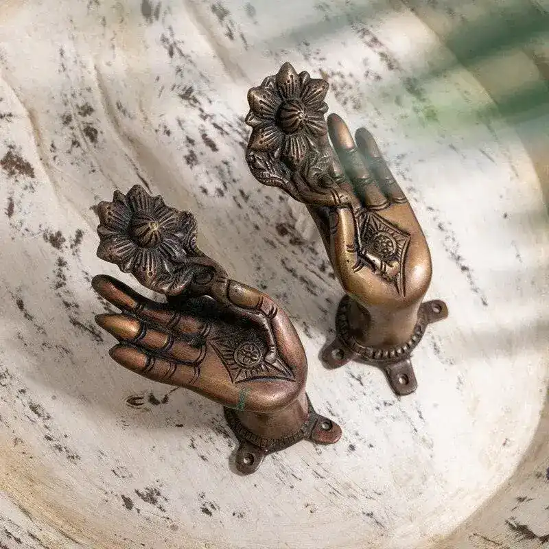 Brass Buddha Hand Cabinet Door Pulls - Image 5