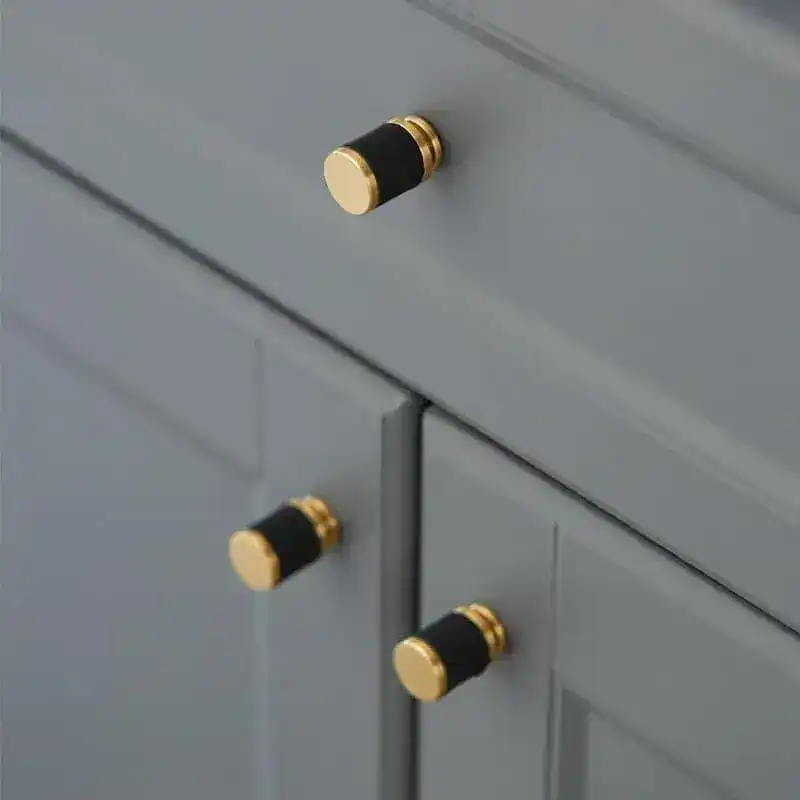 Brass Leather Cabinet Door Knob - Image 4