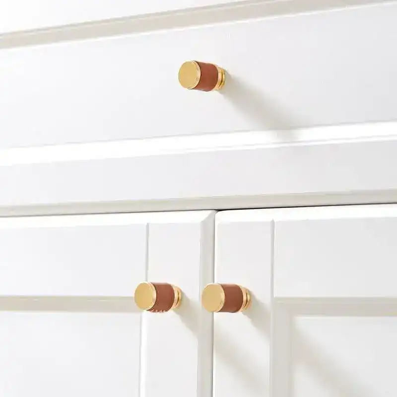 Brass Leather Cabinet Door Knob - Image 5