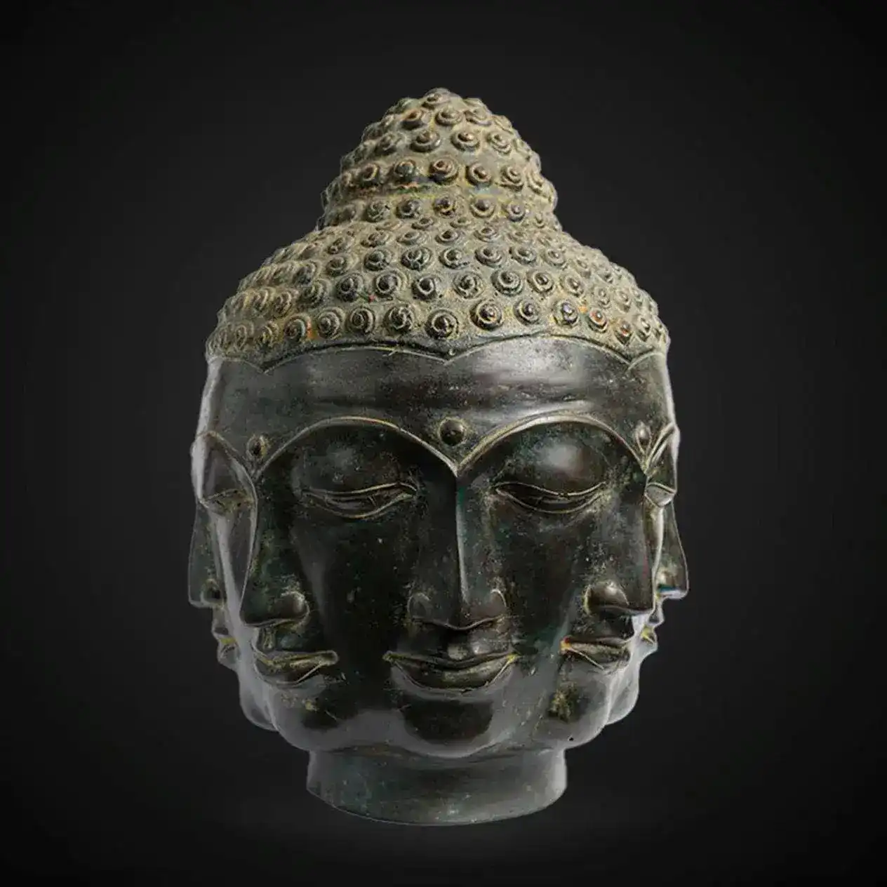 Bronze Buddha Head Statue - Image 2