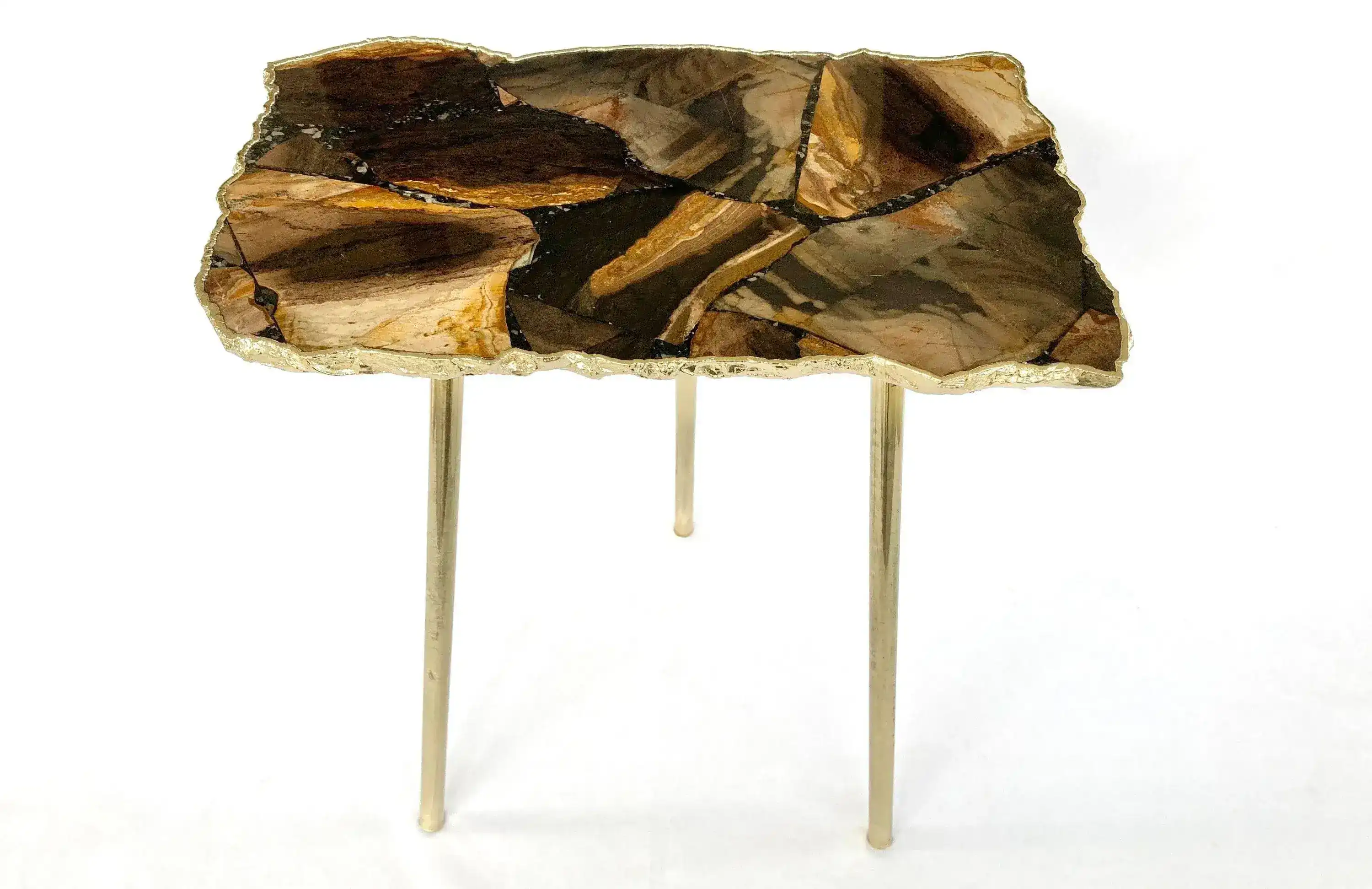Brown Agate Quartz Organic Edge Accent Table - Image 3