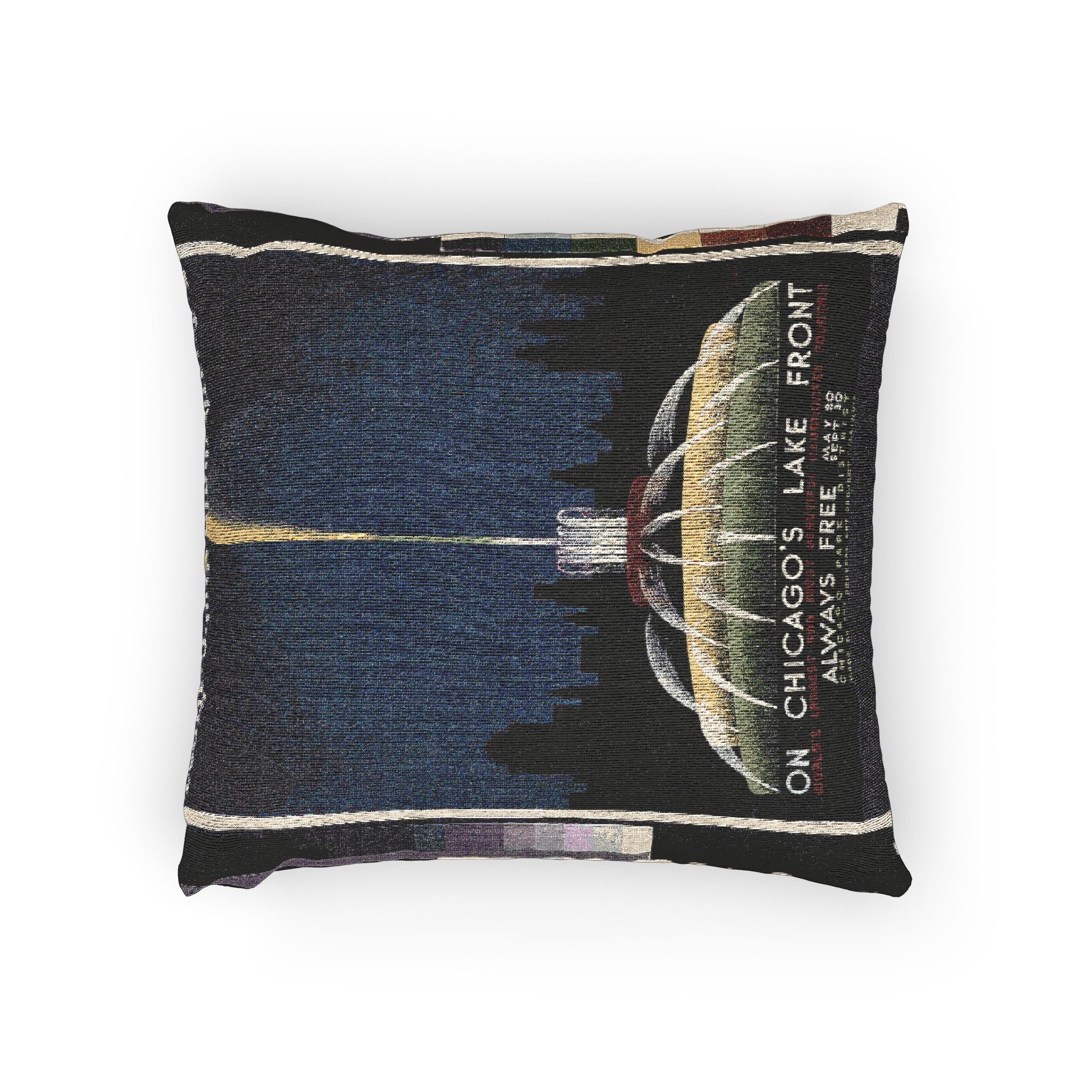 buckingham-fountain-chicago-wpa-federal-art-project | Woven Pillow - Image 2