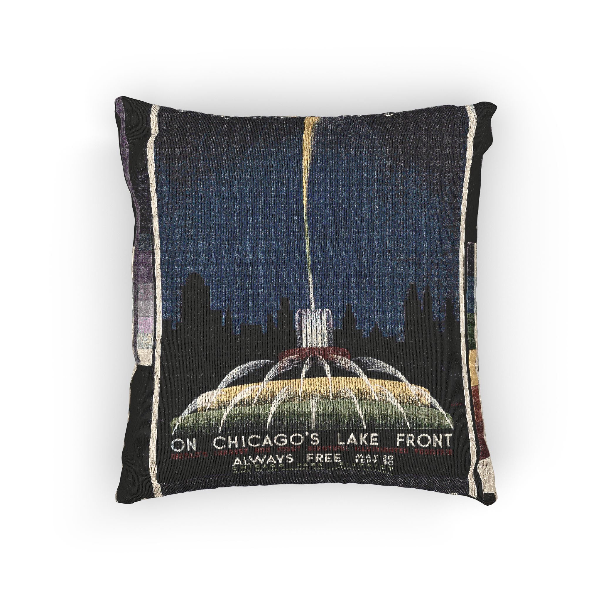 buckingham-fountain-chicago-wpa-federal-art-project | Woven Pillow - Image 3