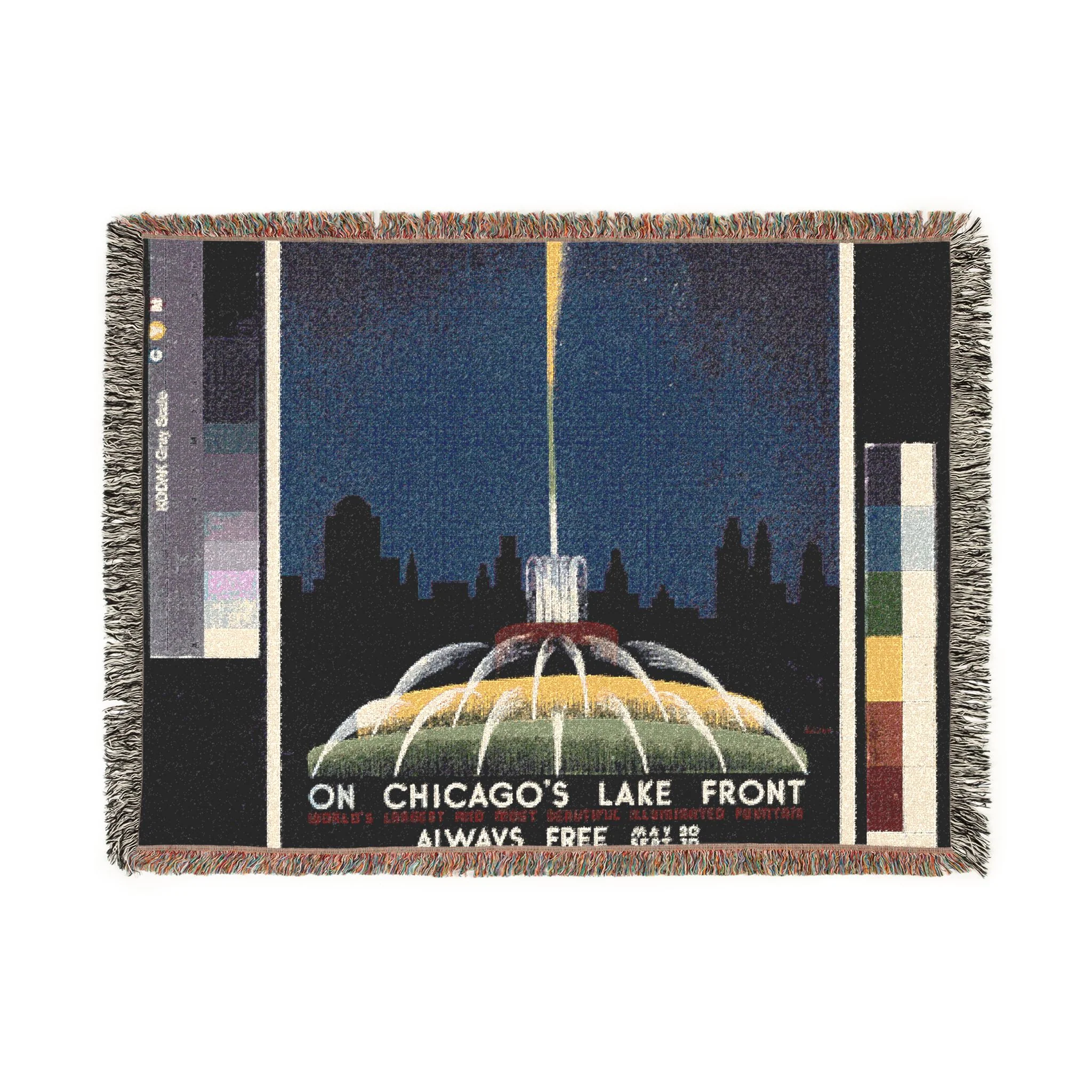 buckingham-fountain-chicago-wpa-federal-art-project | Woven Tapestry Blanket - Image 10