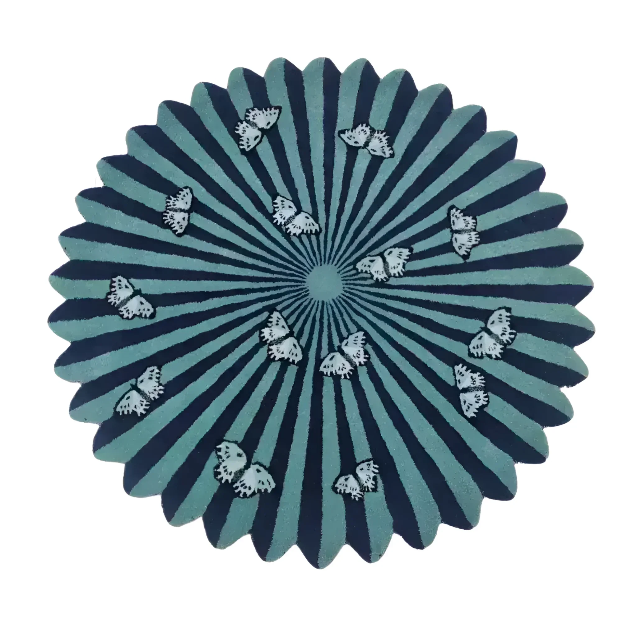 Butterflies over Flower Hand Tufted Wool Rug - Image 6