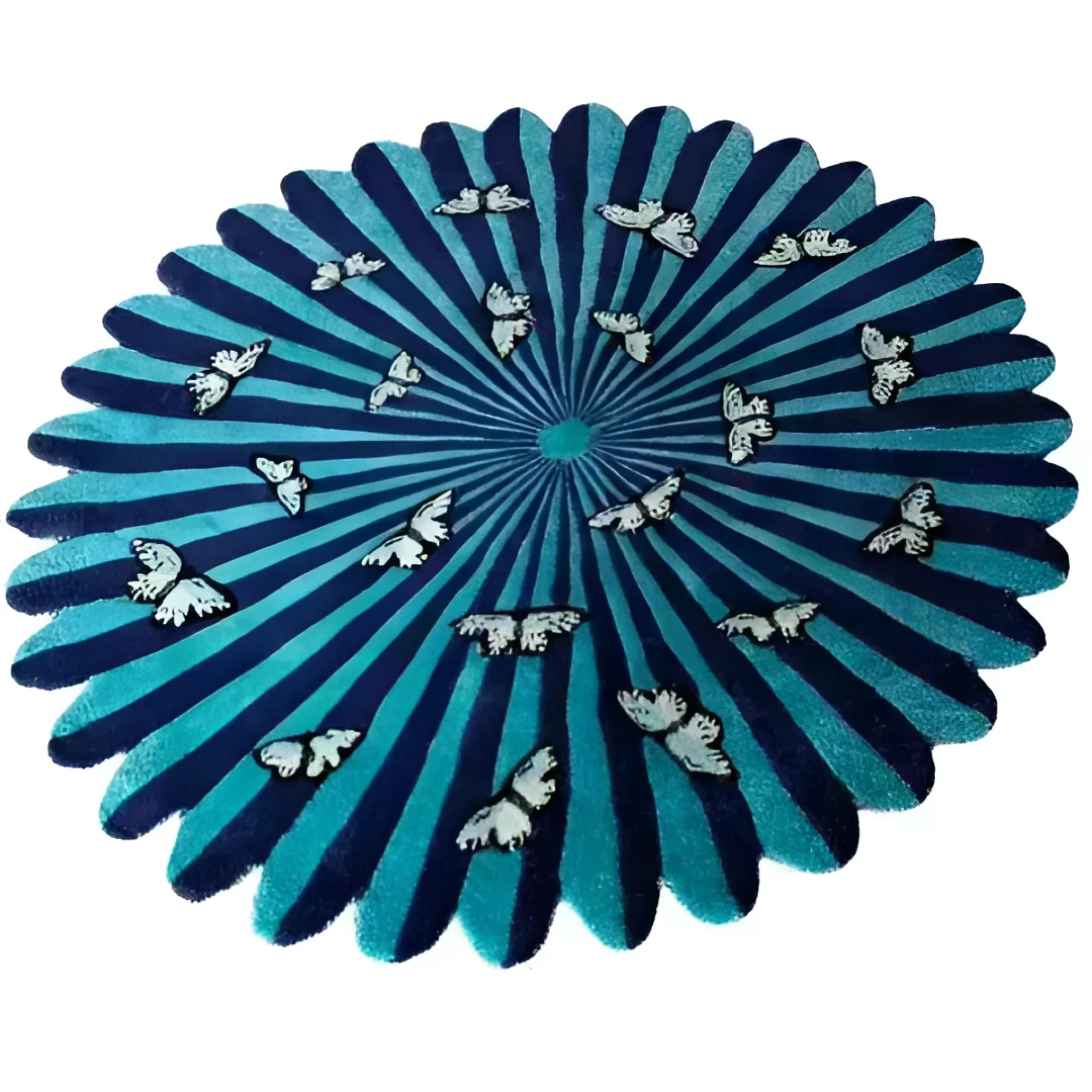Butterflies over Flower Hand Tufted Wool Rug - Image 7