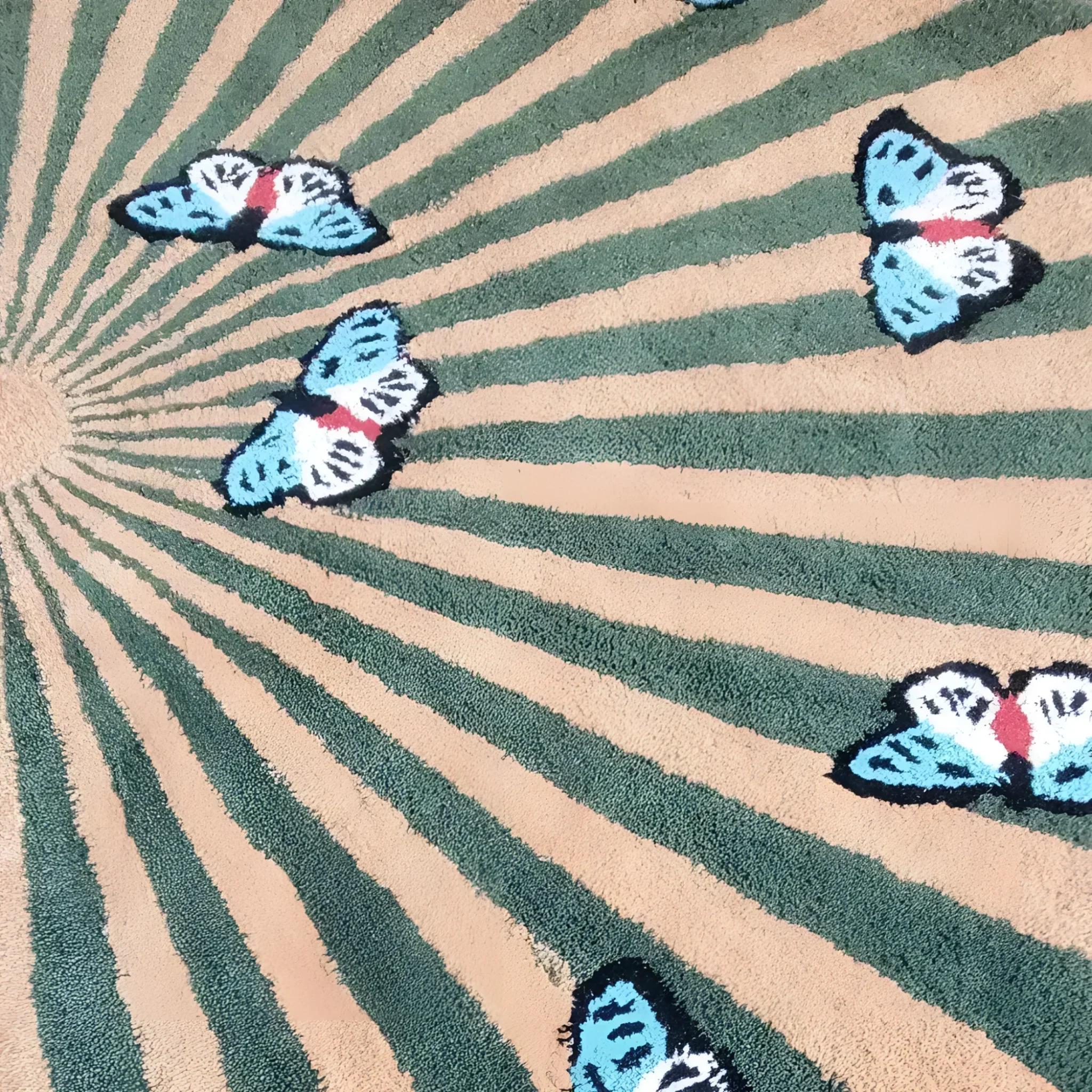 Butterflies over Flower Hand Tufted Wool Rug - Earthy - Image 6