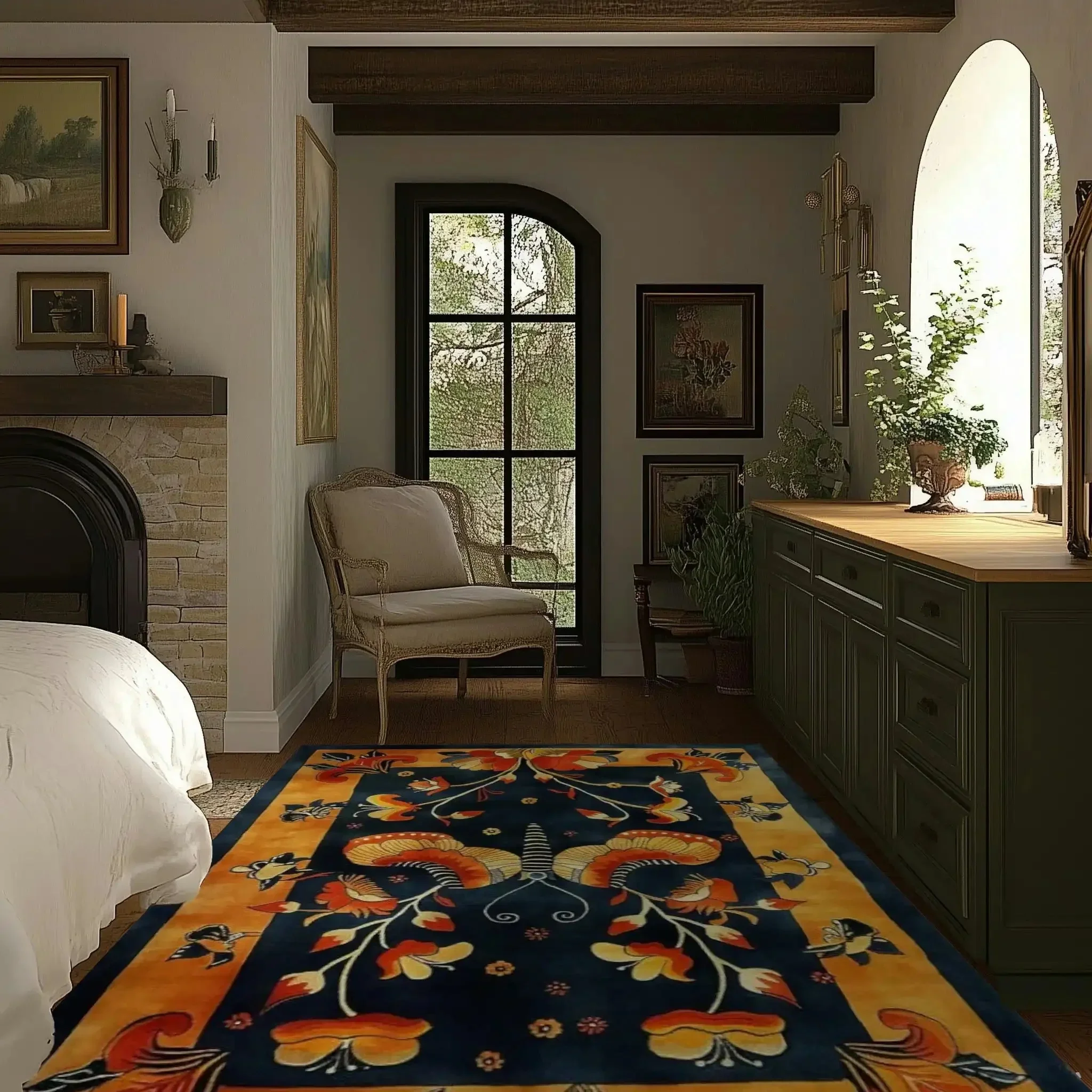 Butterfly Blossom Elegance Tufted Wool Rug - Image 4
