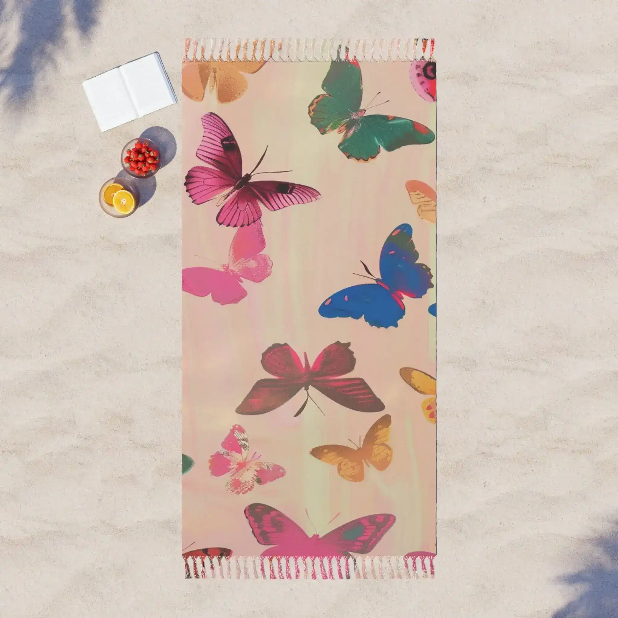 Butterfly Dreamscape Pink Beach Towel - Image 3