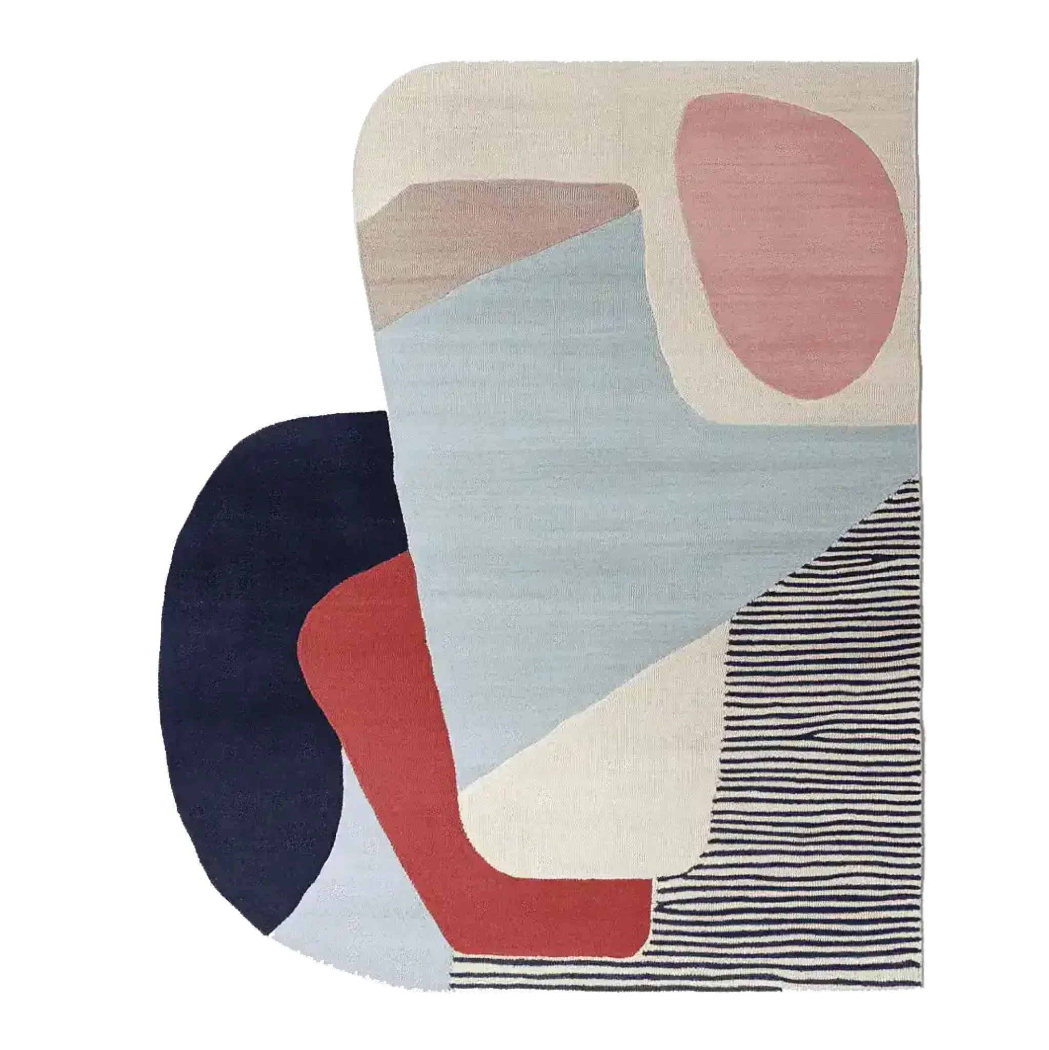 Calm Curve Composition Hand Tufted Rug
