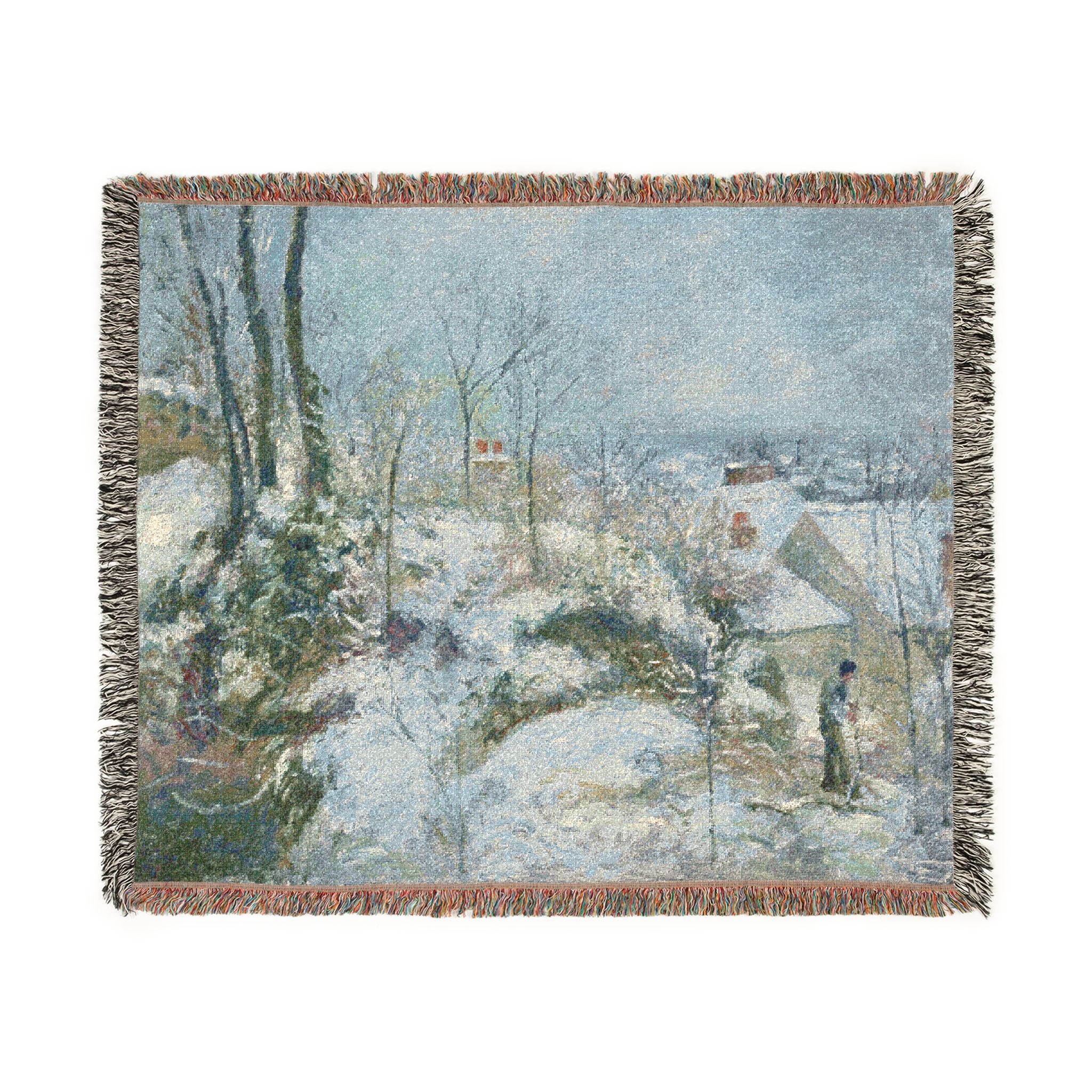 Camille Pissarro - Rabbit Warren at Pontoise, Snow | Woven Tapestry Blanket - Image 7