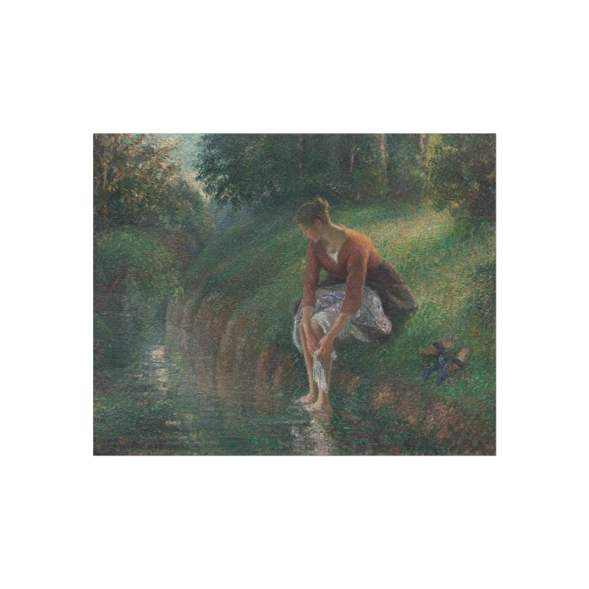Camille Pissarro - Woman Bathing Her Feet in a Brook | Fine Art Poster - Image 2