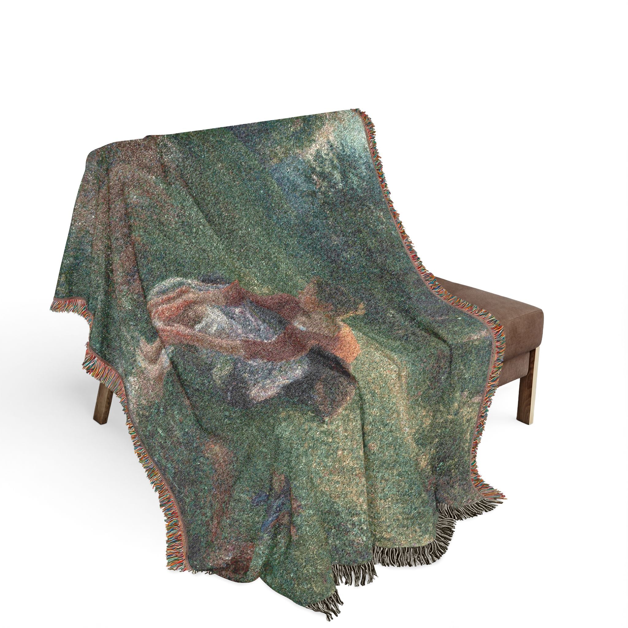 Camille Pissarro - Woman Bathing Her Feet in a Brook | Woven Tapestry Blanket - Image 3