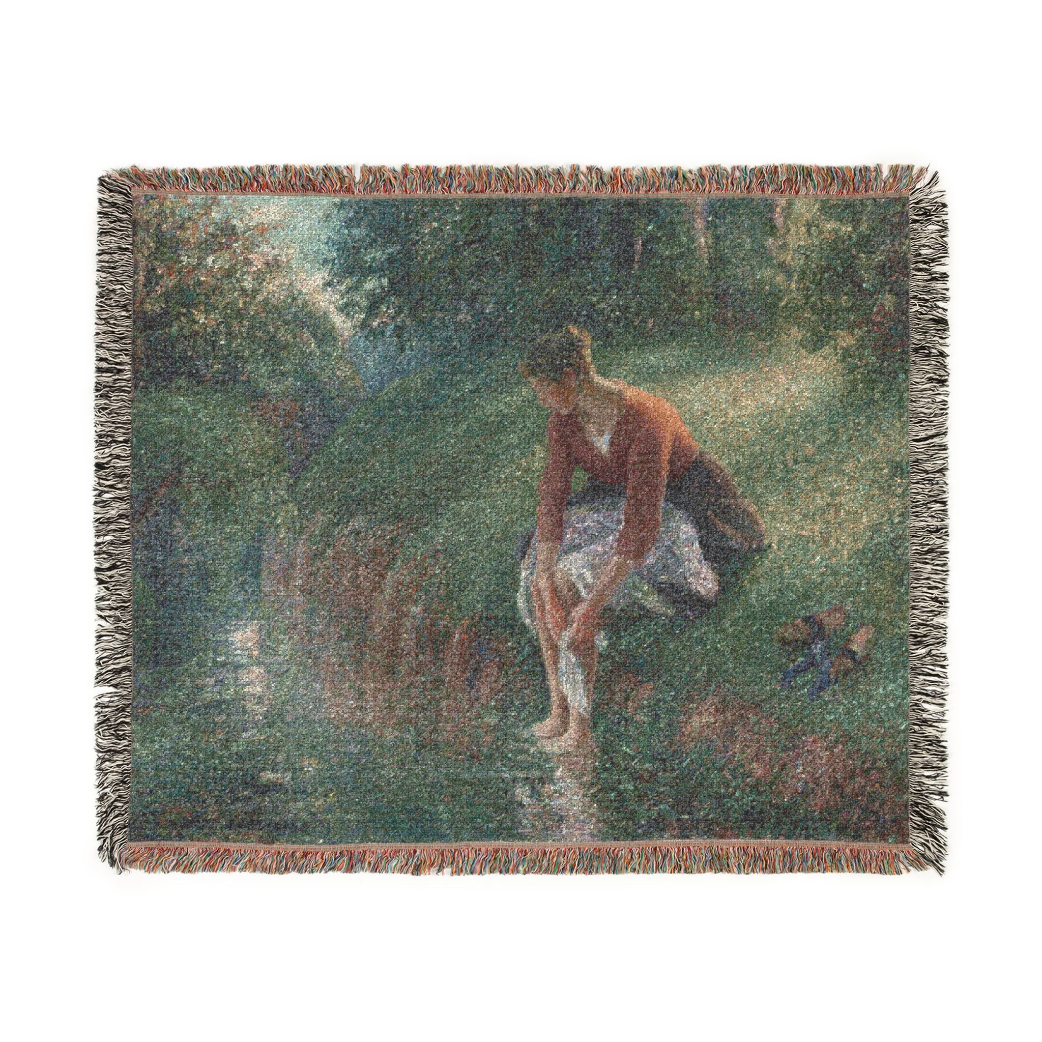Camille Pissarro - Woman Bathing Her Feet in a Brook | Woven Tapestry Blanket - Image 7