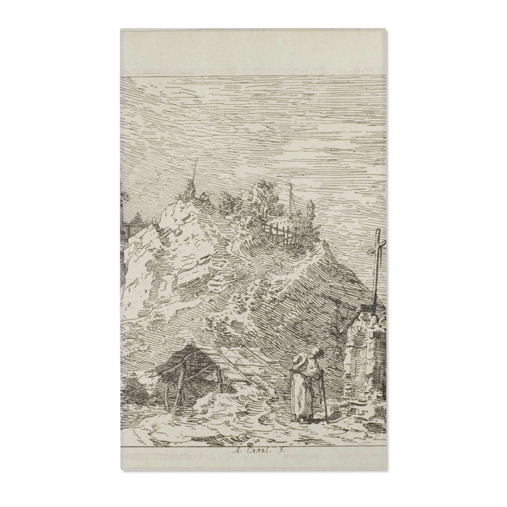 Canaletto - Landscape with the Pilgrim at Prayer, from Vedute | Area Rug - Image 2