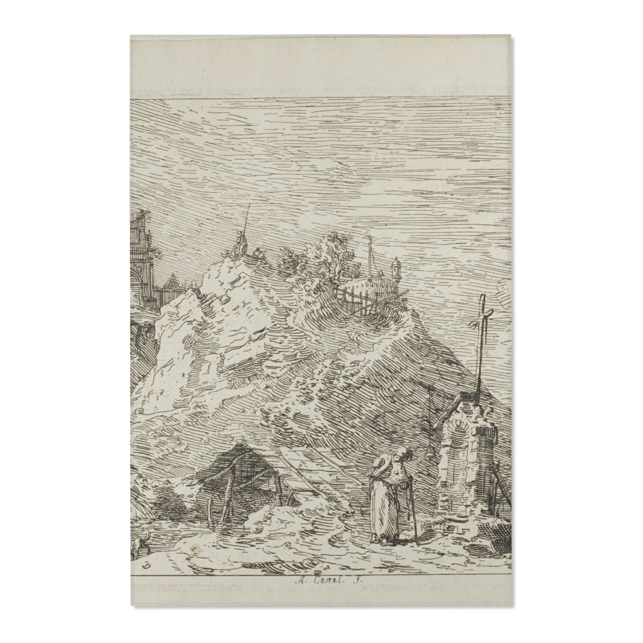Canaletto - Landscape with the Pilgrim at Prayer, from Vedute | Area Rug - Image 3