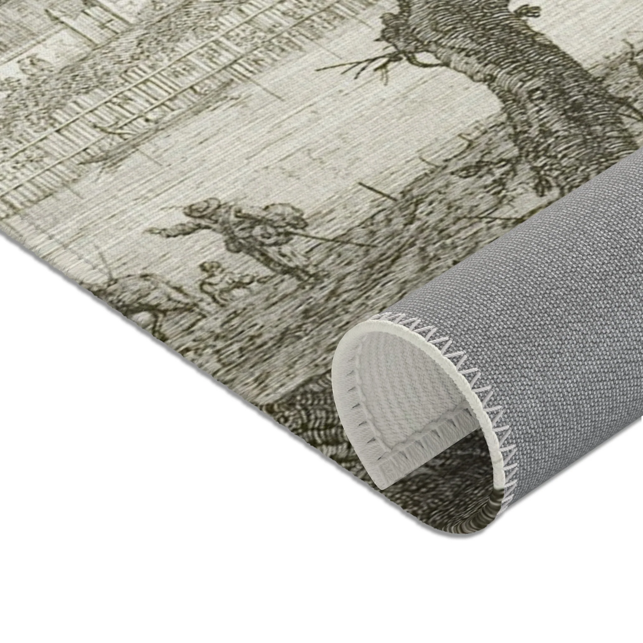 Canaletto - View of a Town on a River Bank, from Vedute | Area Rug - Image 10