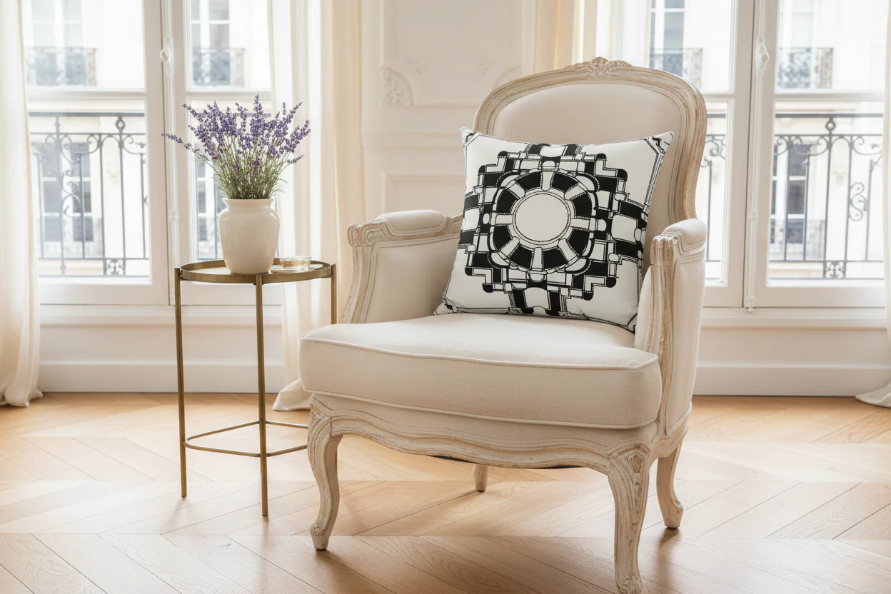 Cathedral Core Blueprint Throw Pillow - Image 2