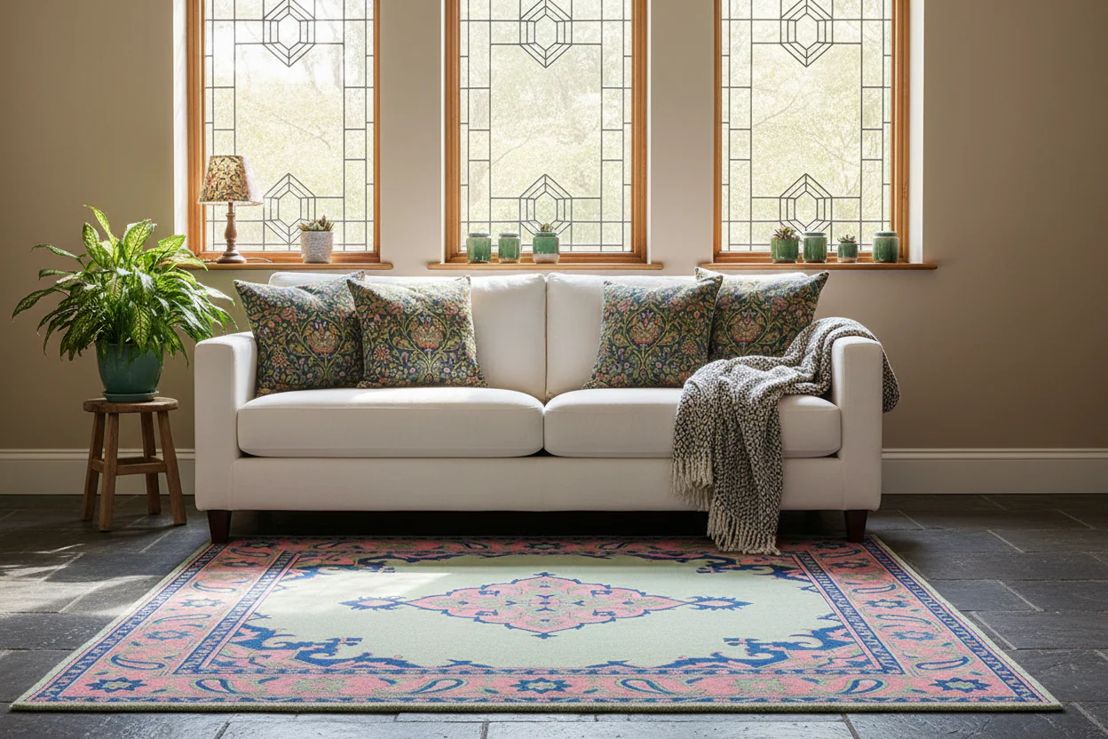 Celadon Rose Paisley Garden Hand Tufted Wool Rug - Image 3