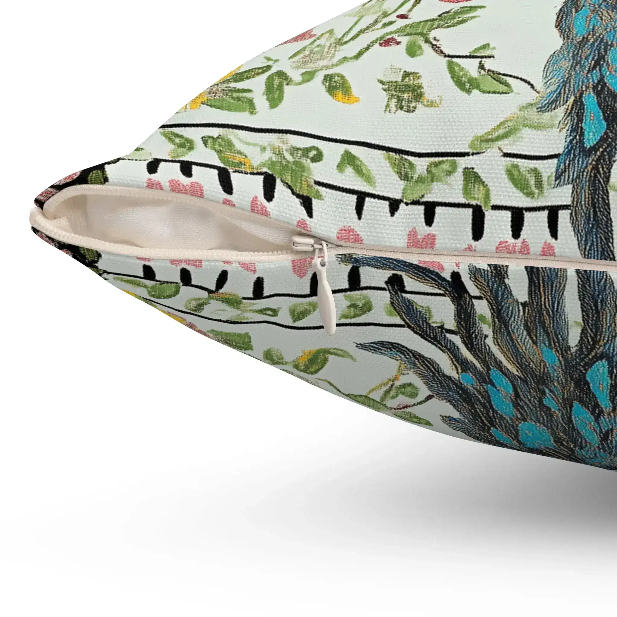 Celestial Peacock Bloom Throw Pillow - Image 3