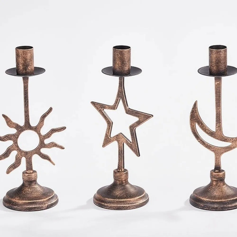 Celestial Sun, Moon & Star Iron Candle Holders - Image 6