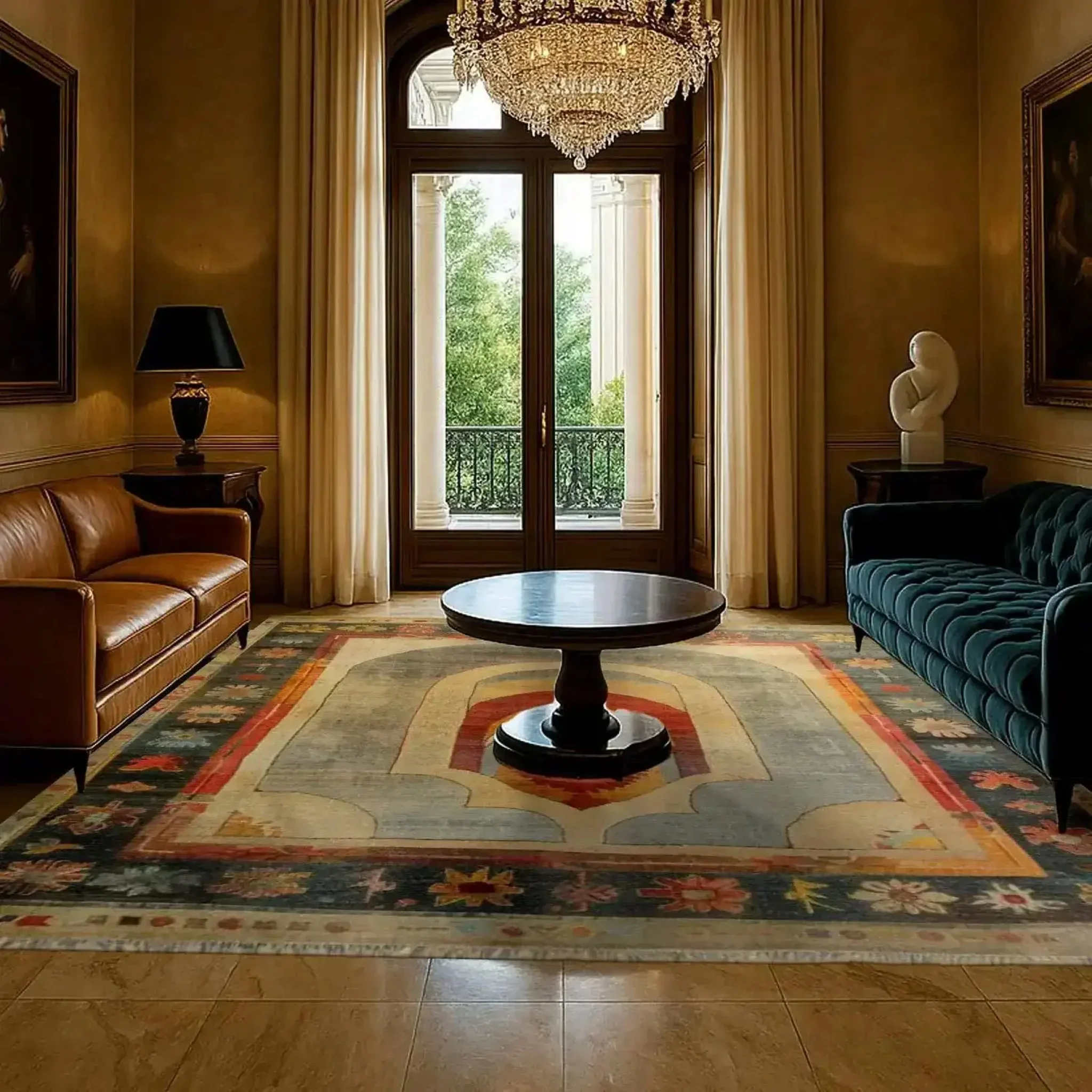 Central Medallion Hand Knotted Area Rug - Image 3