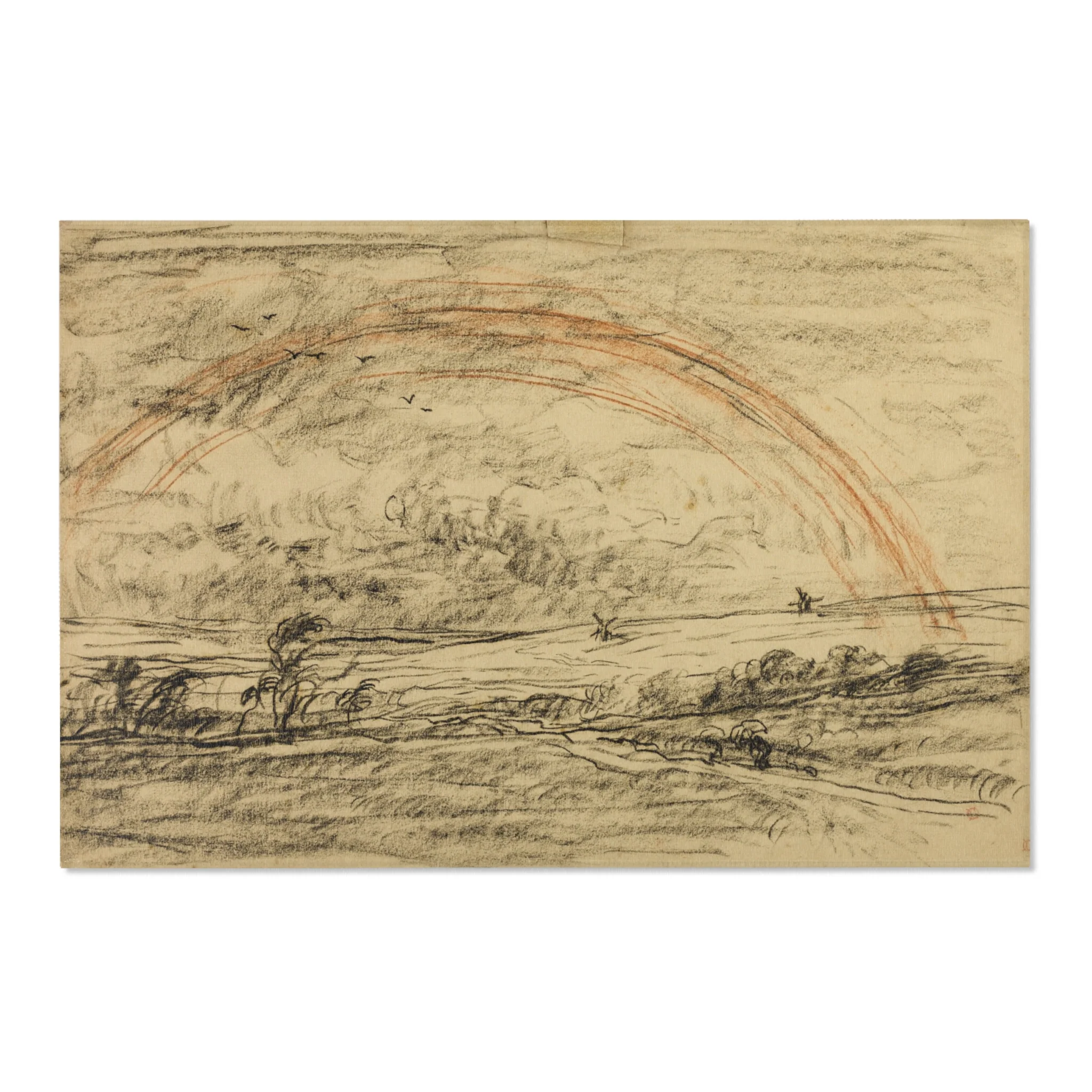 Charles François Daubigny - Landscape with a Rainbow | Area Rug - Image 6