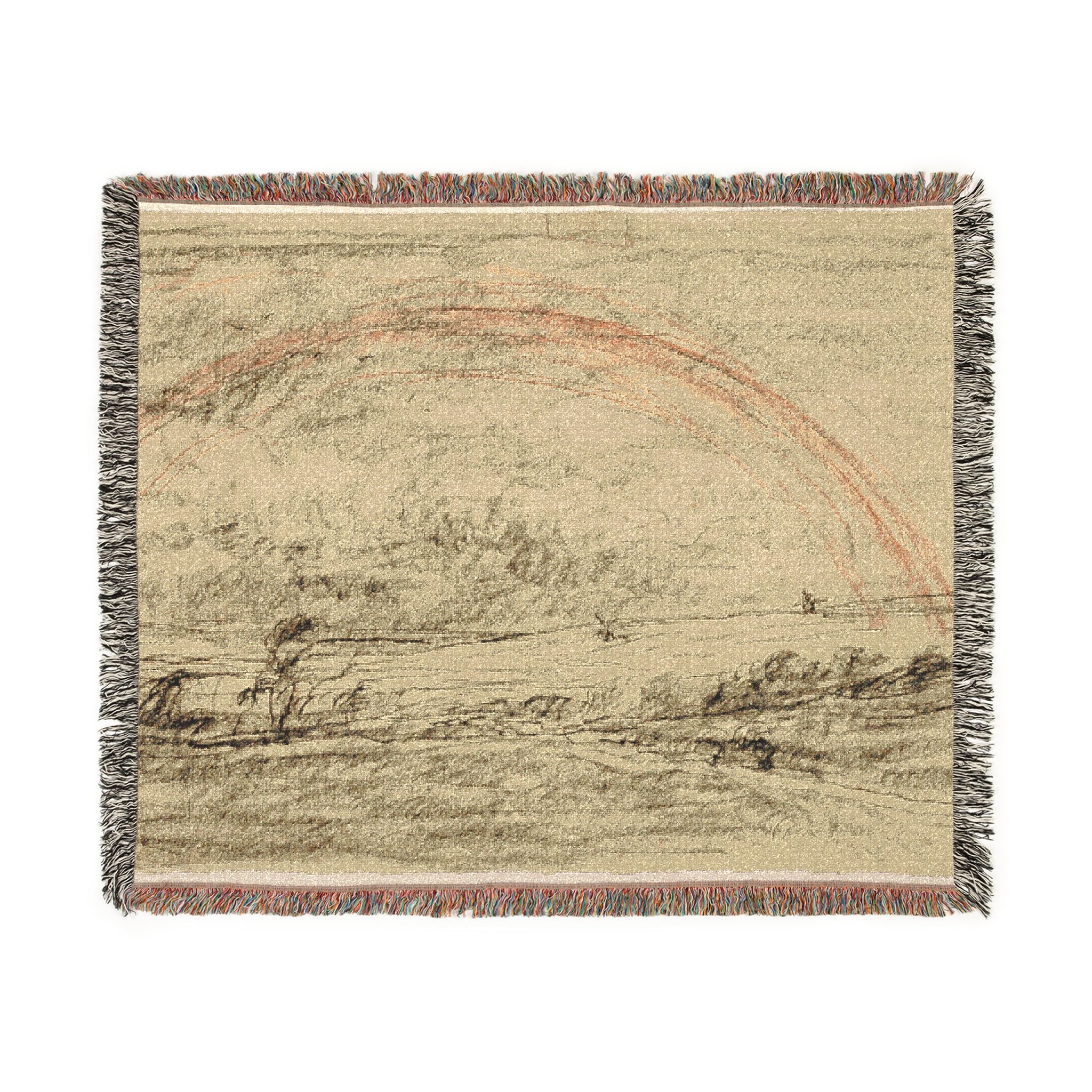Charles François Daubigny - Landscape with a Rainbow | Woven Tapestry Blanket - Image 2