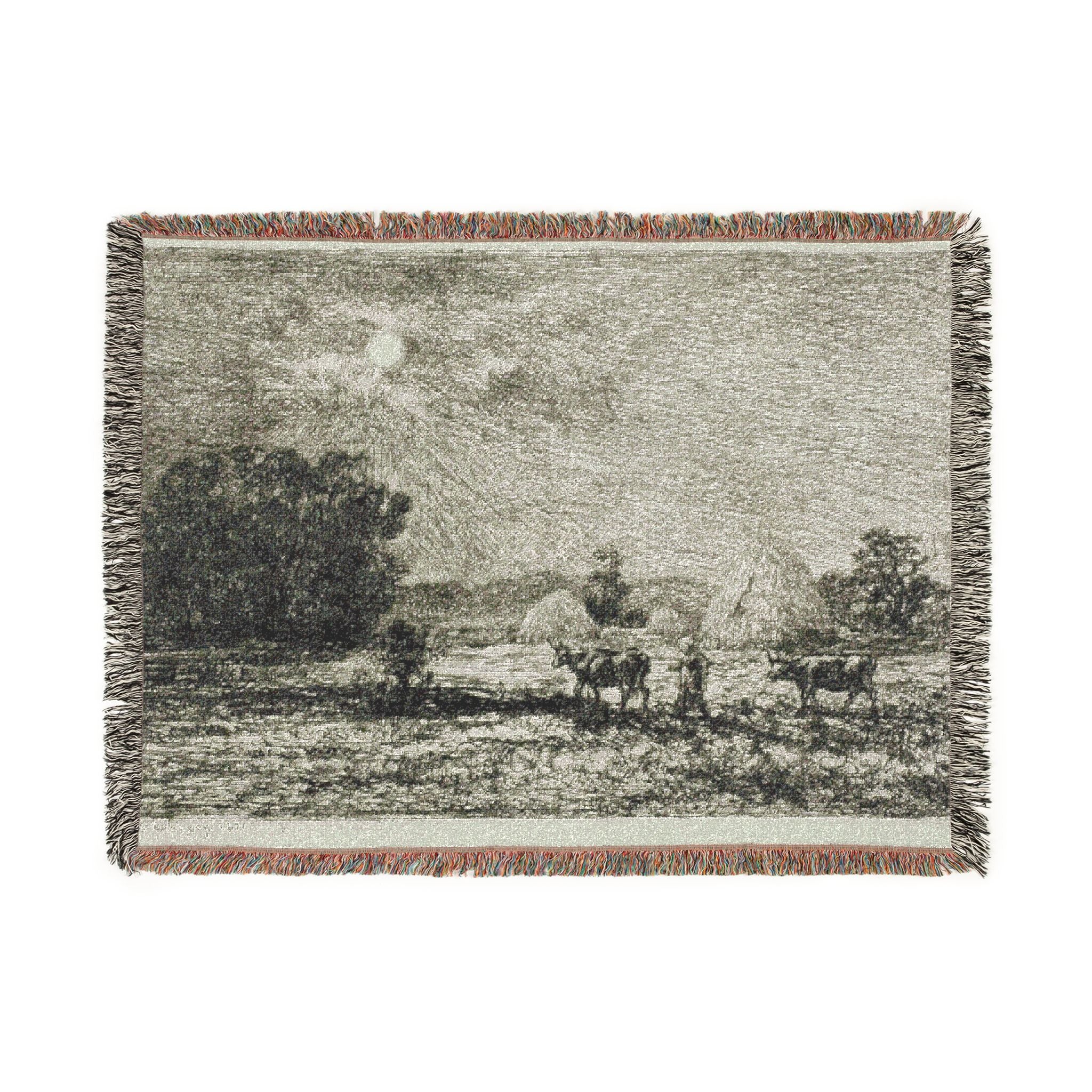 Charles François Daubigny - Moonlight at Valmondois | Woven Tapestry Blanket - Image 10