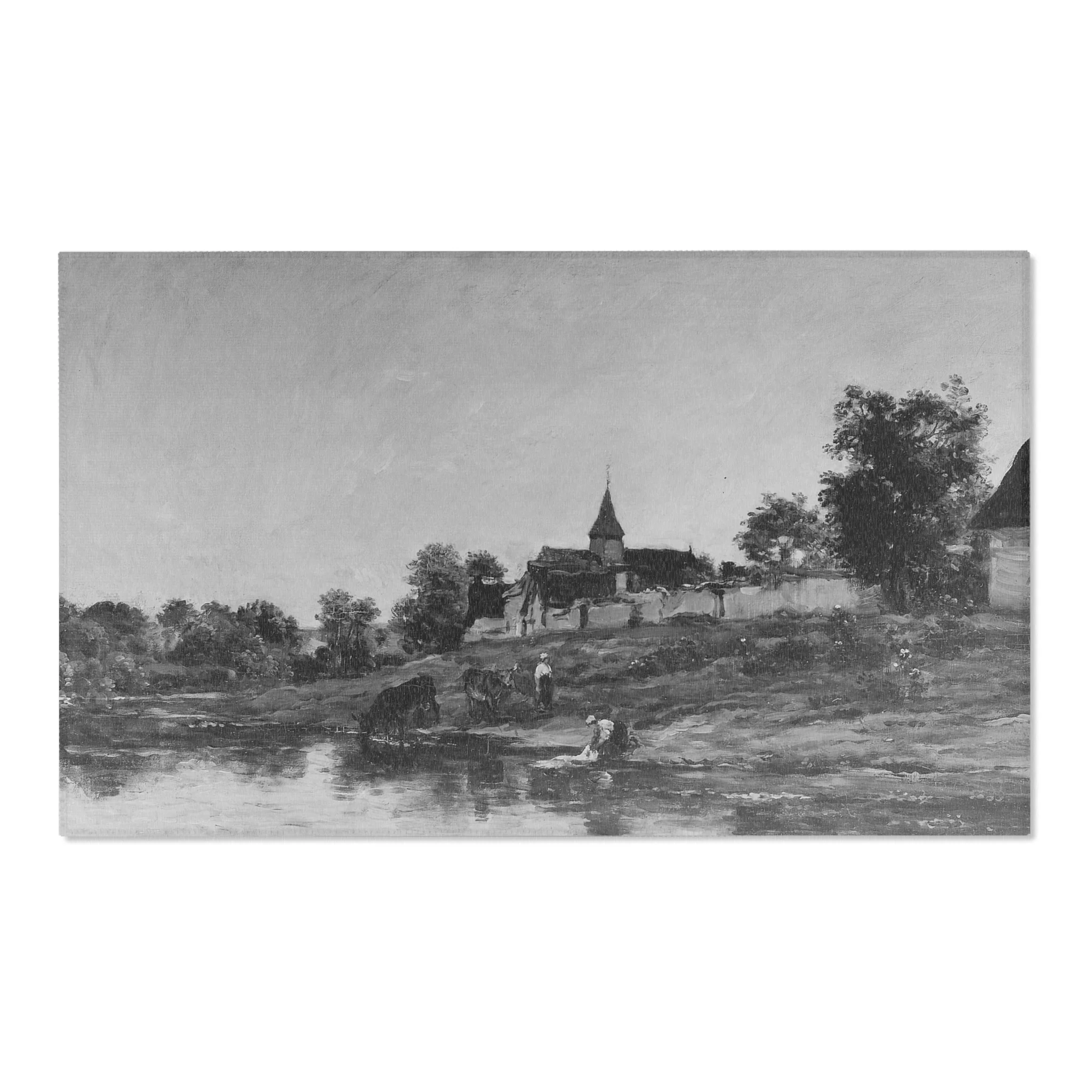 Charles François Daubigny - On the Bank of the Seine at Portejoie | Area Rug - Image 5