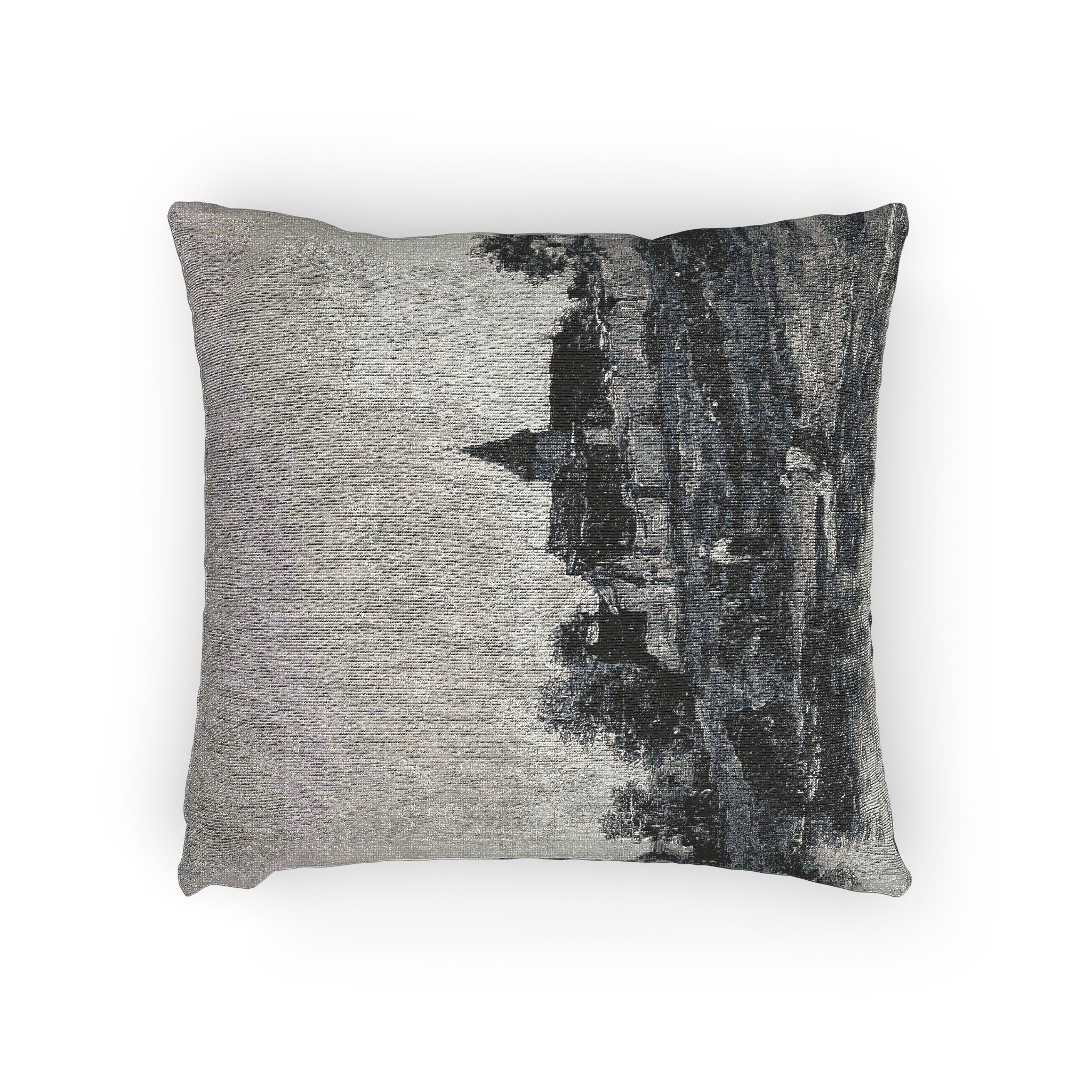 Charles François Daubigny - On the Bank of the Seine at Portejoie | Woven Pillow - Image 2