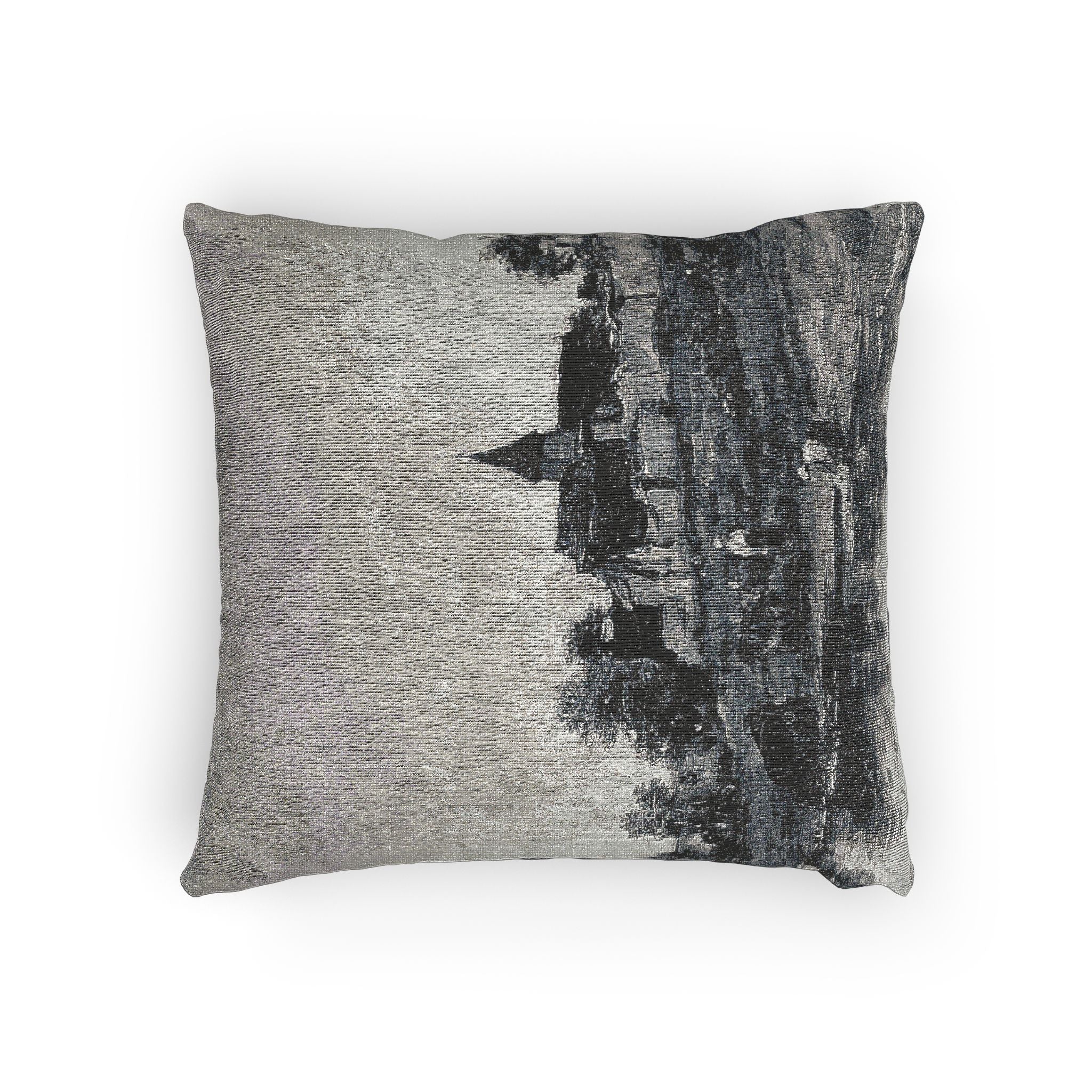 Charles François Daubigny - On the Bank of the Seine at Portejoie | Woven Pillow - Image 4