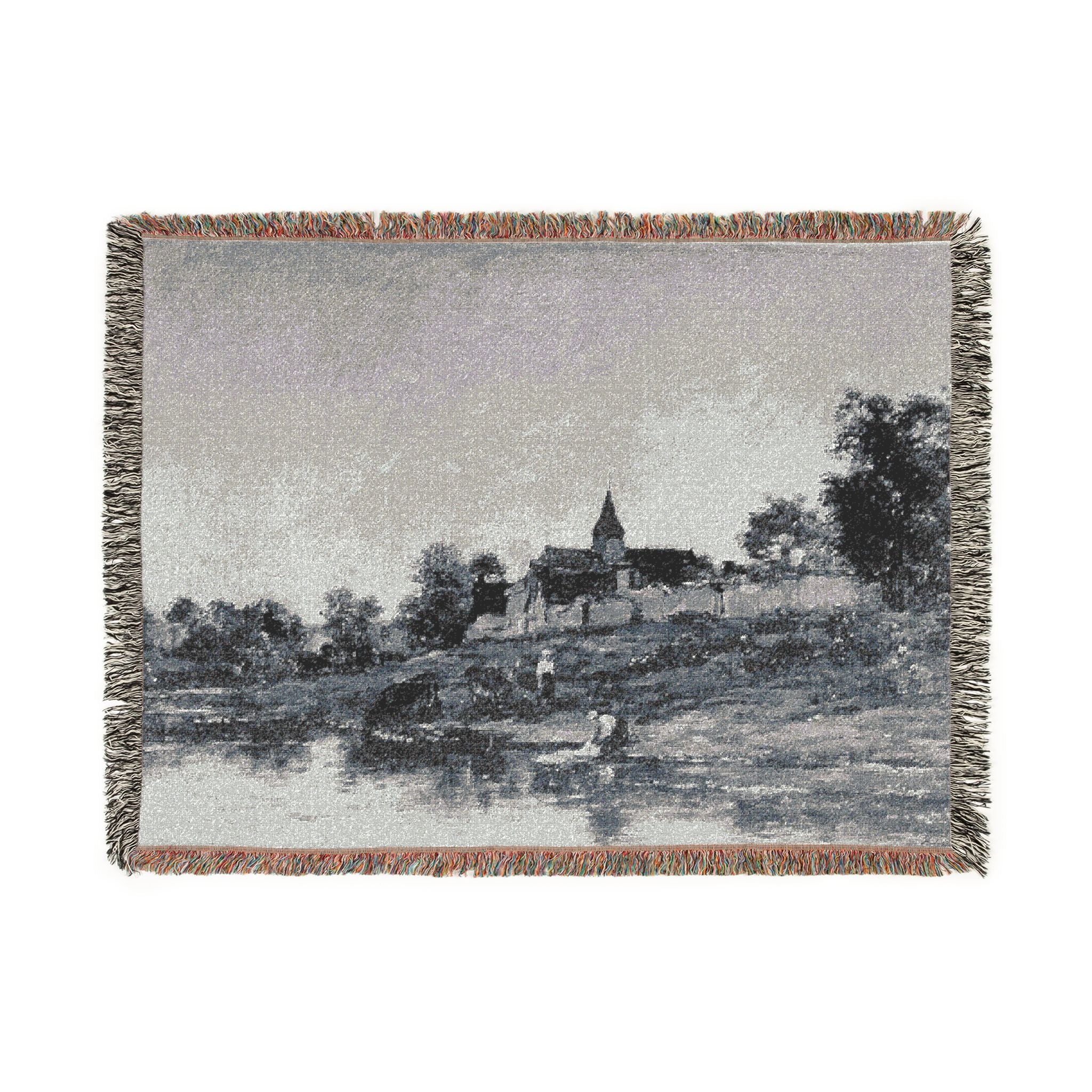 Charles François Daubigny - On the Bank of the Seine at Portejoie | Woven Tapestry Blanket - Image 10